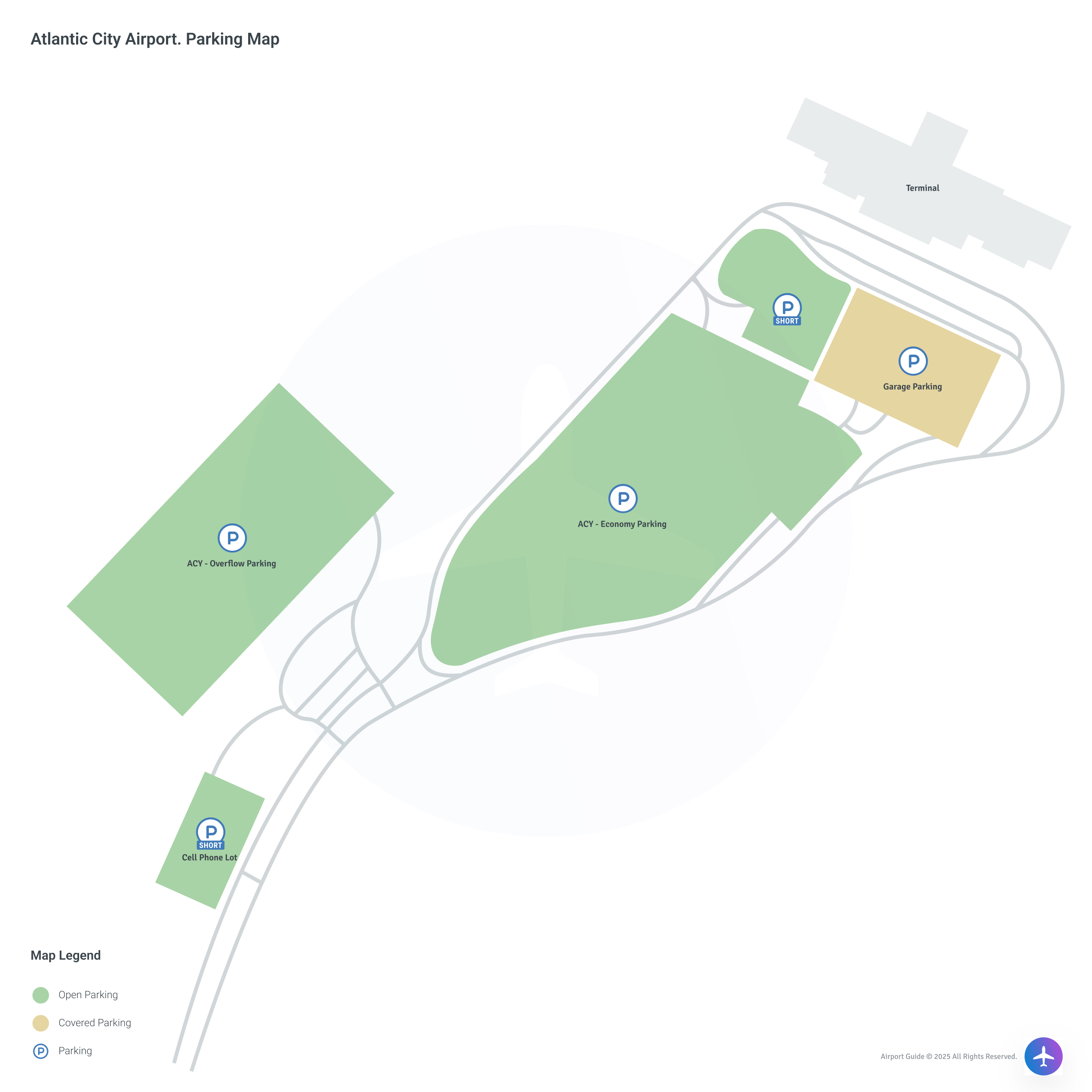 Atlantic City International Airport (ACY) Parking Map
