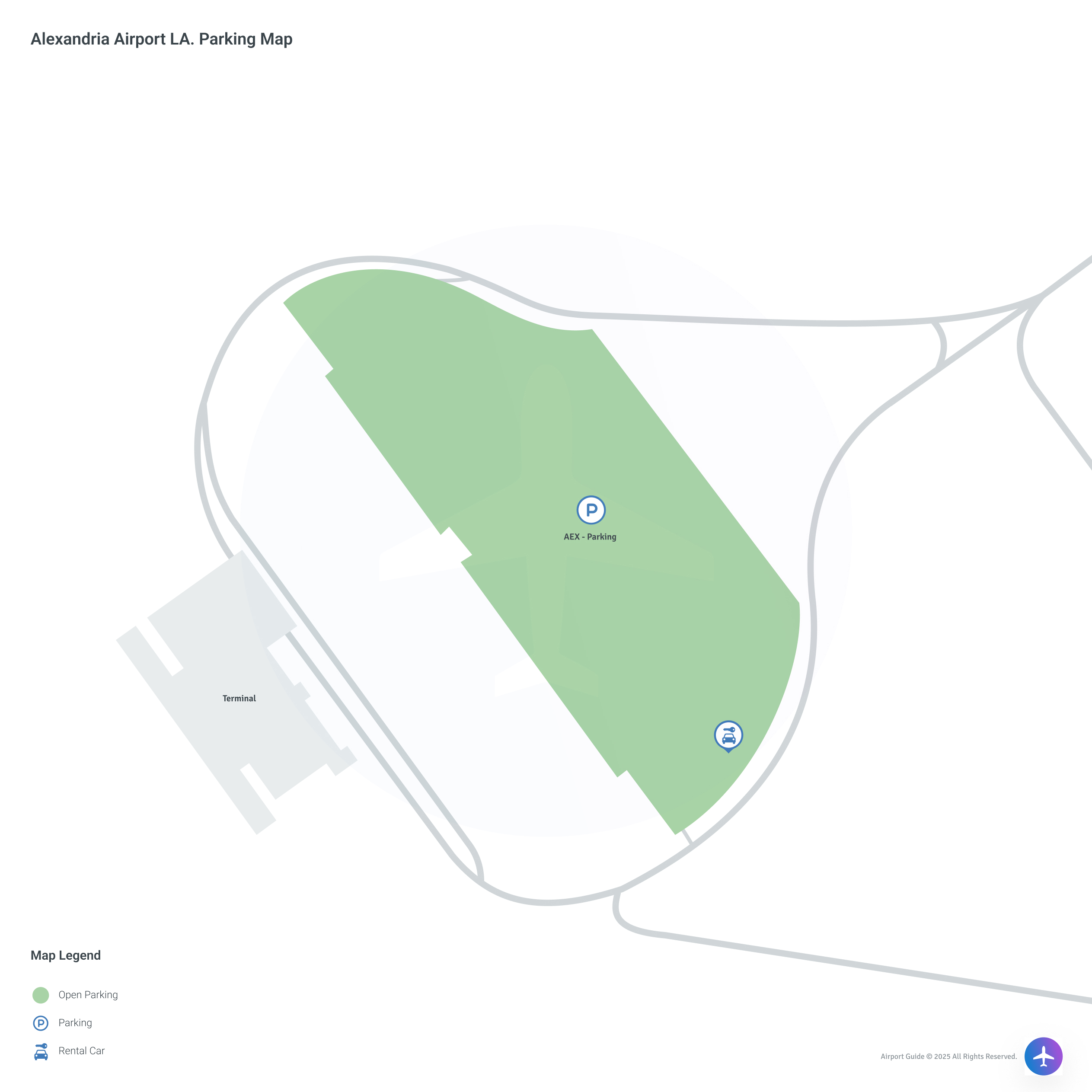 Alexandria International Airport Louisiana (AEX) Parking Map