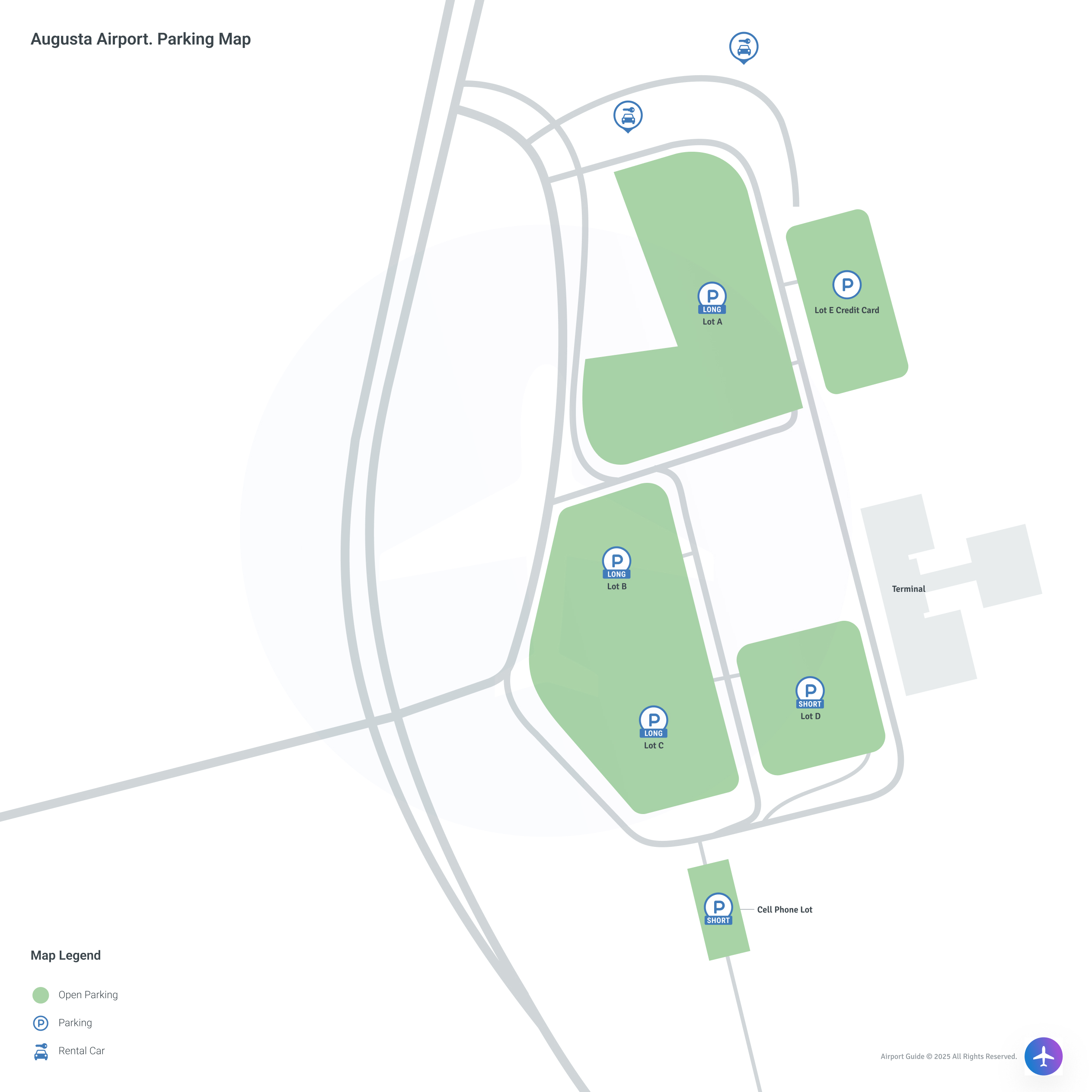 Augusta Regional Airport at Bush Field (AGS) Parking Map