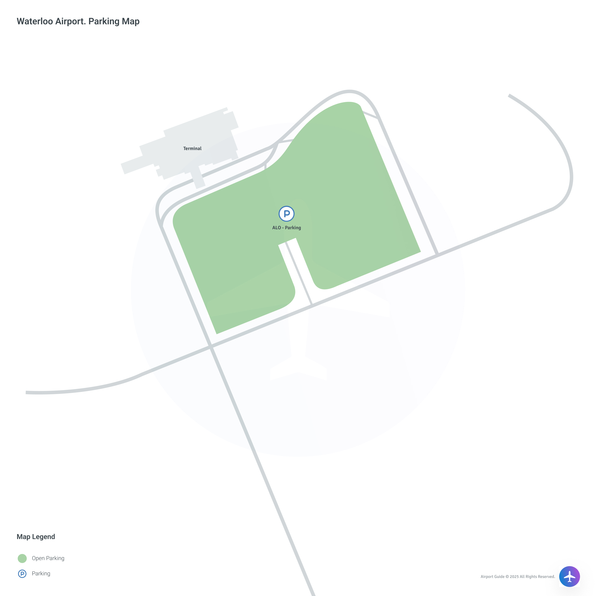 Waterloo Regional Airport-Livingston Betsworth Field (ALO) Parking Map