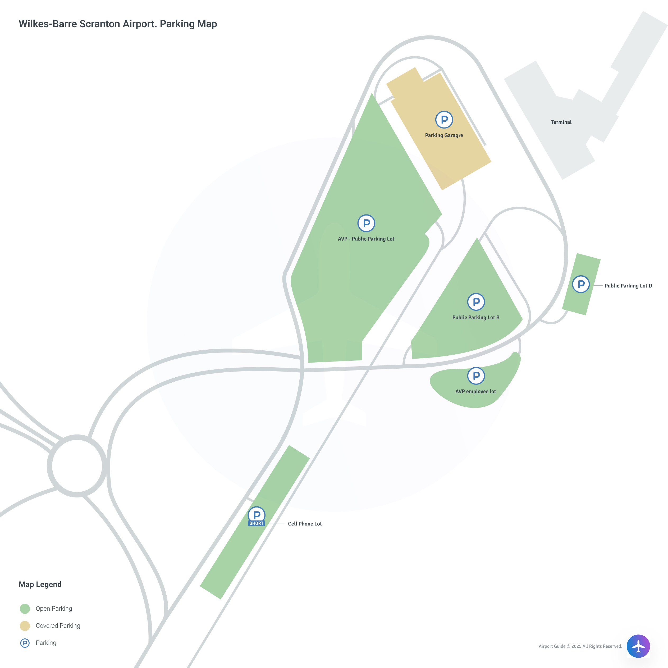 Wilkes-Barre Scranton International Airport (AVP) Parking Map