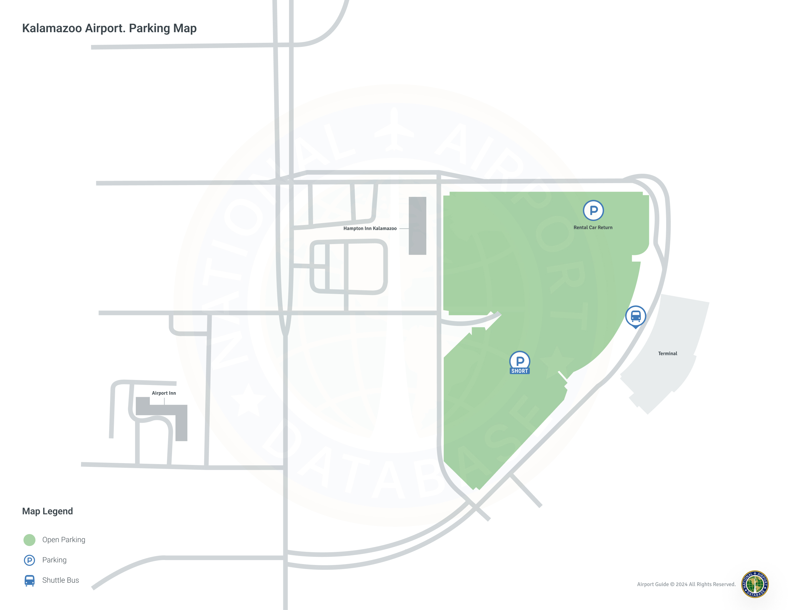 Kalamazoo/Battle Creek International Airport (AZO) Parking Map