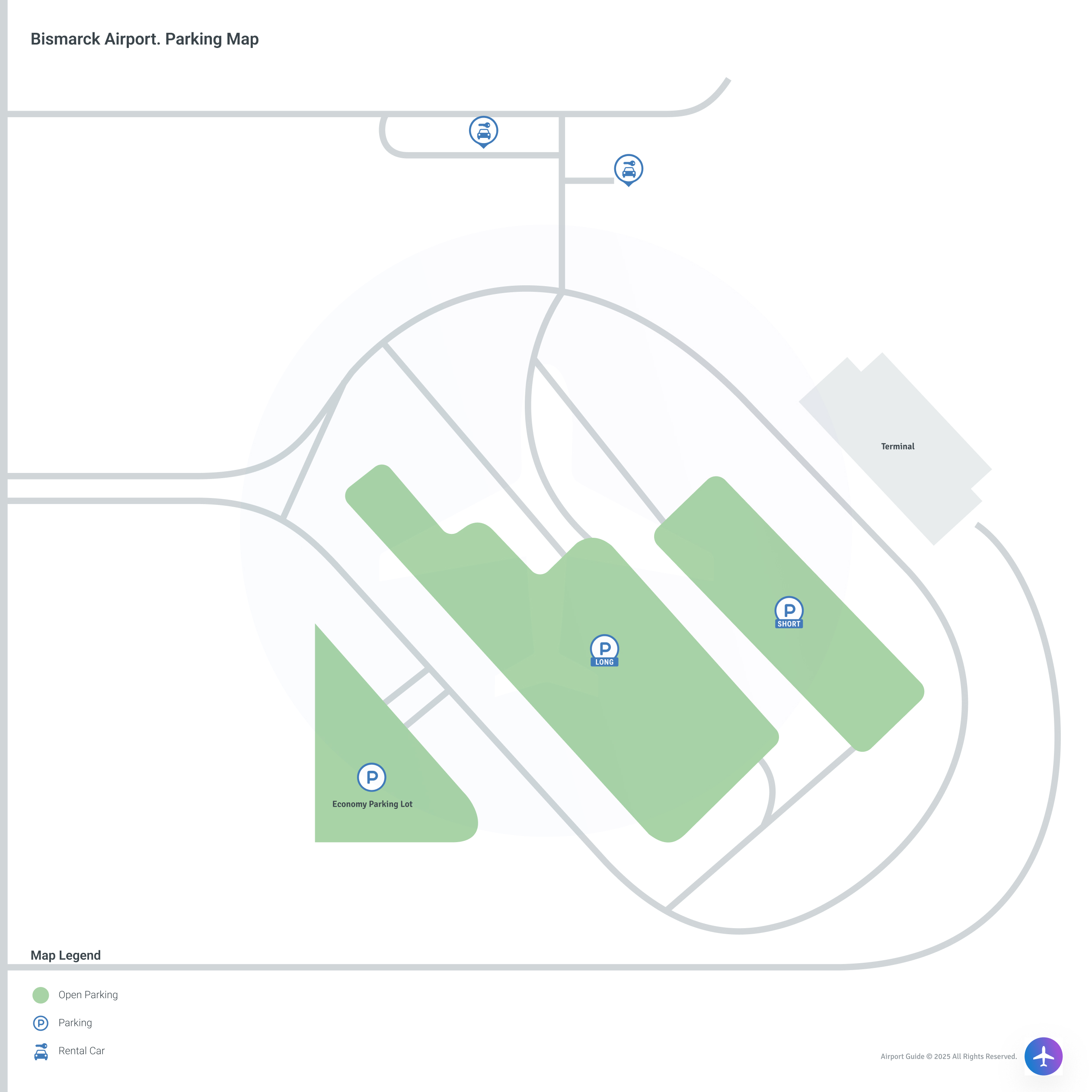 Bismarck Municipal Airport (BIS) Parking Map