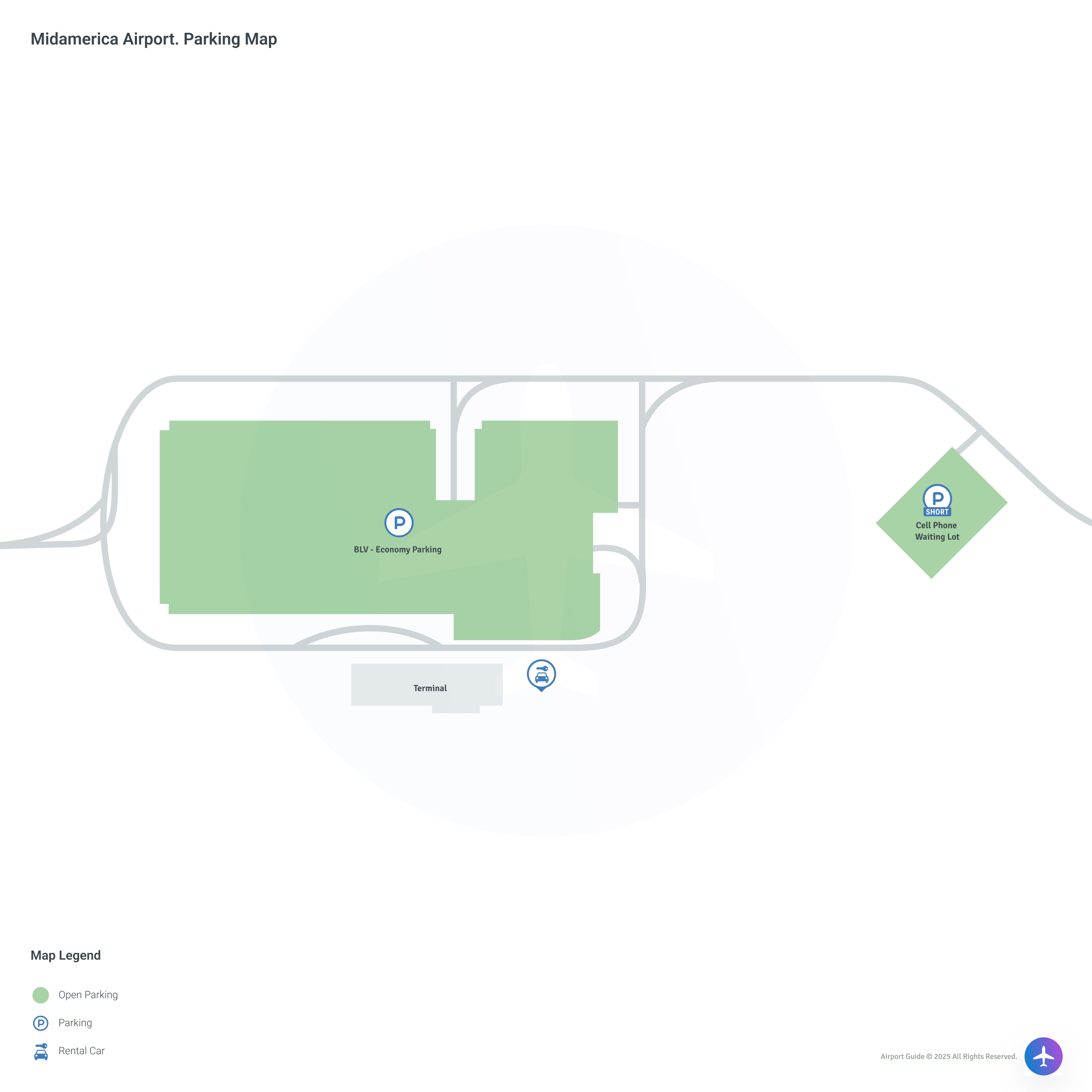 MidAmerica St. Louis Airport (BLV) Parking Map
