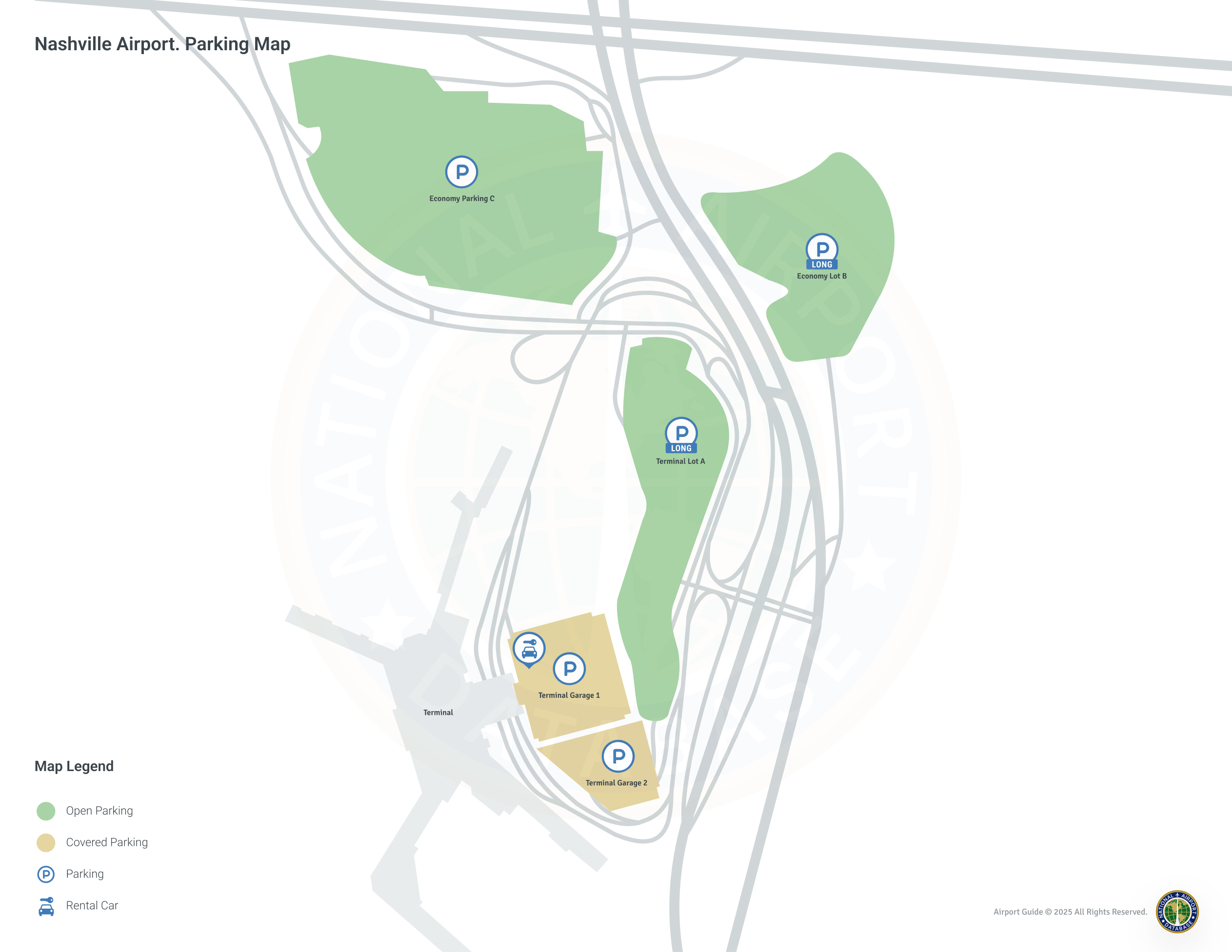 Nashville International Airport (BNA) Parking Map