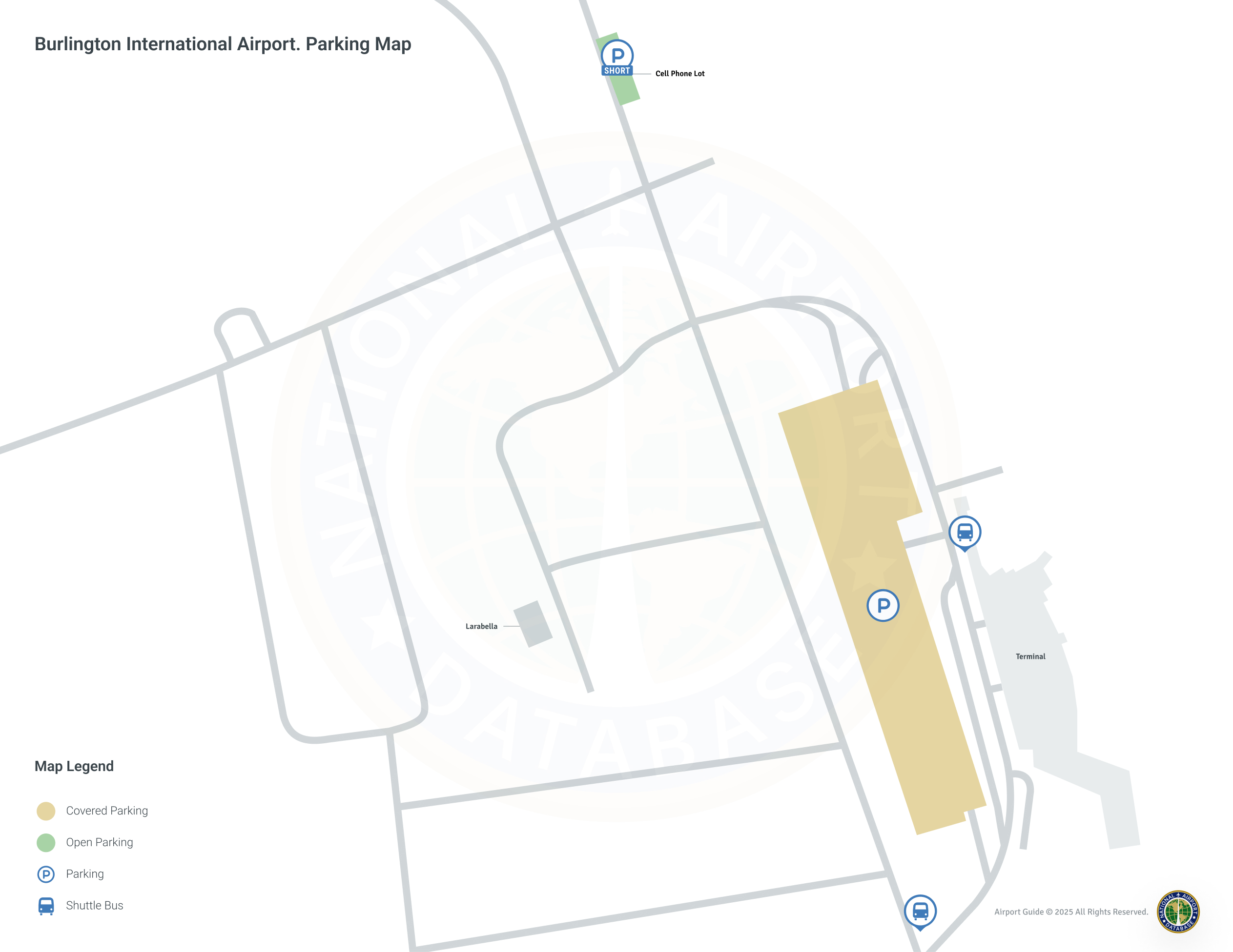 Patrick Leahy Burlington International Airport (BTV) Parking Map