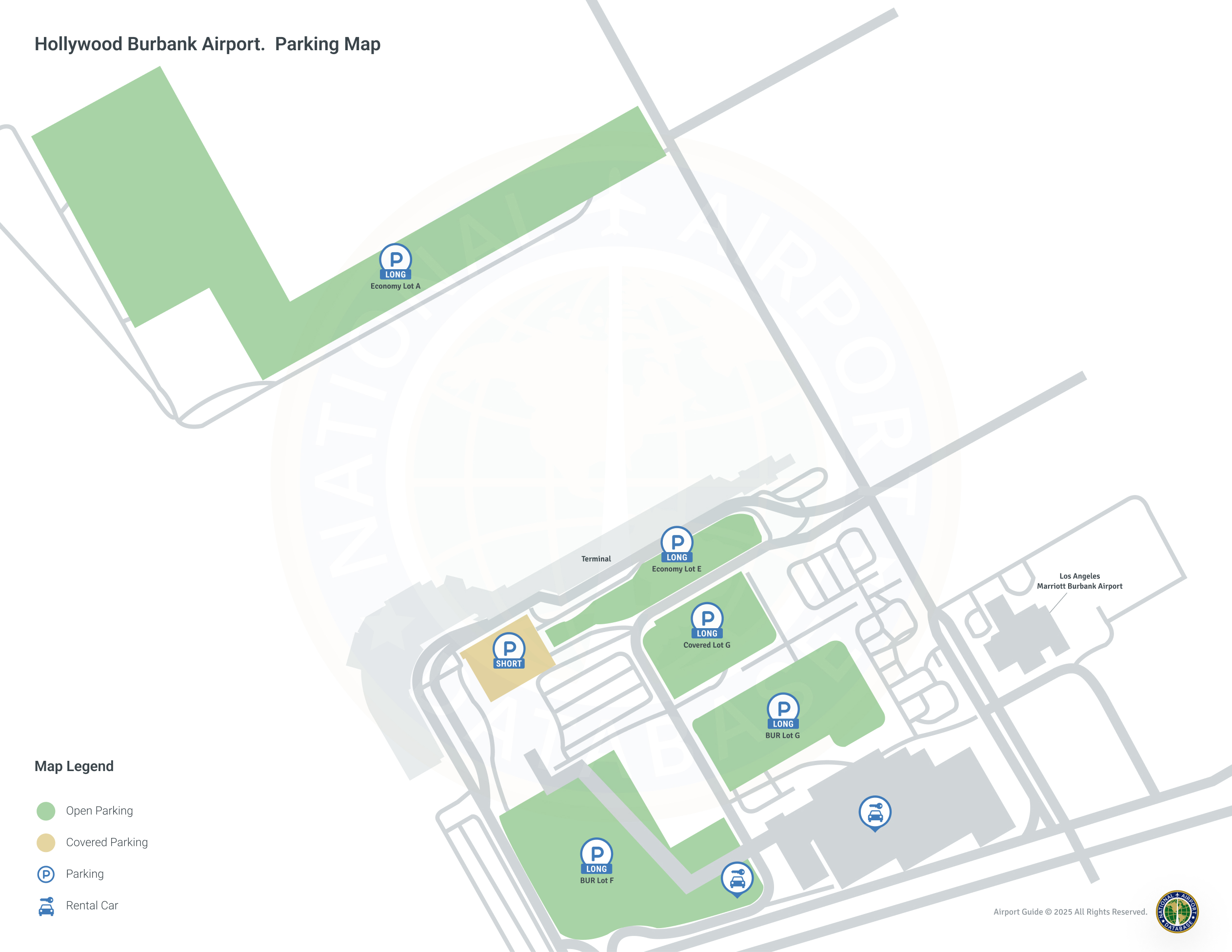 Hollywood Burbank Airport (BUR) Parking Map