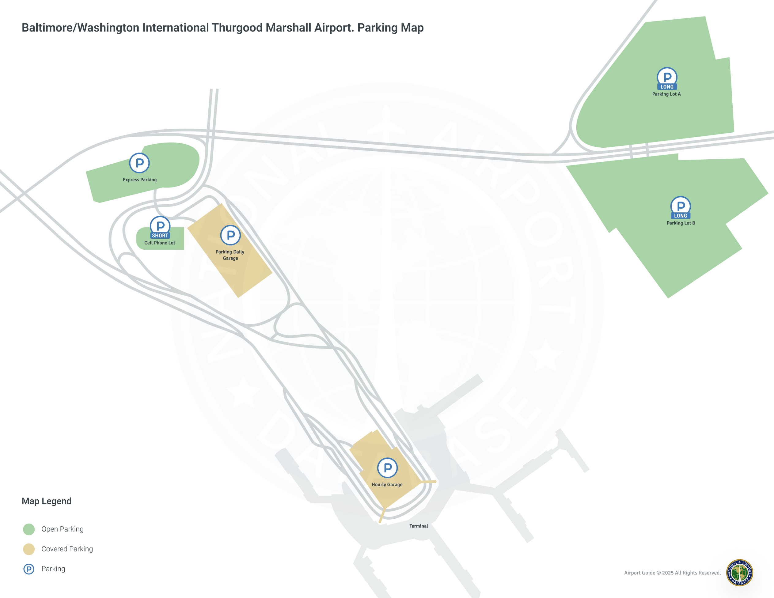 Baltimore/Washington International Thurgood Marshall Airport (BWI) Parking Map