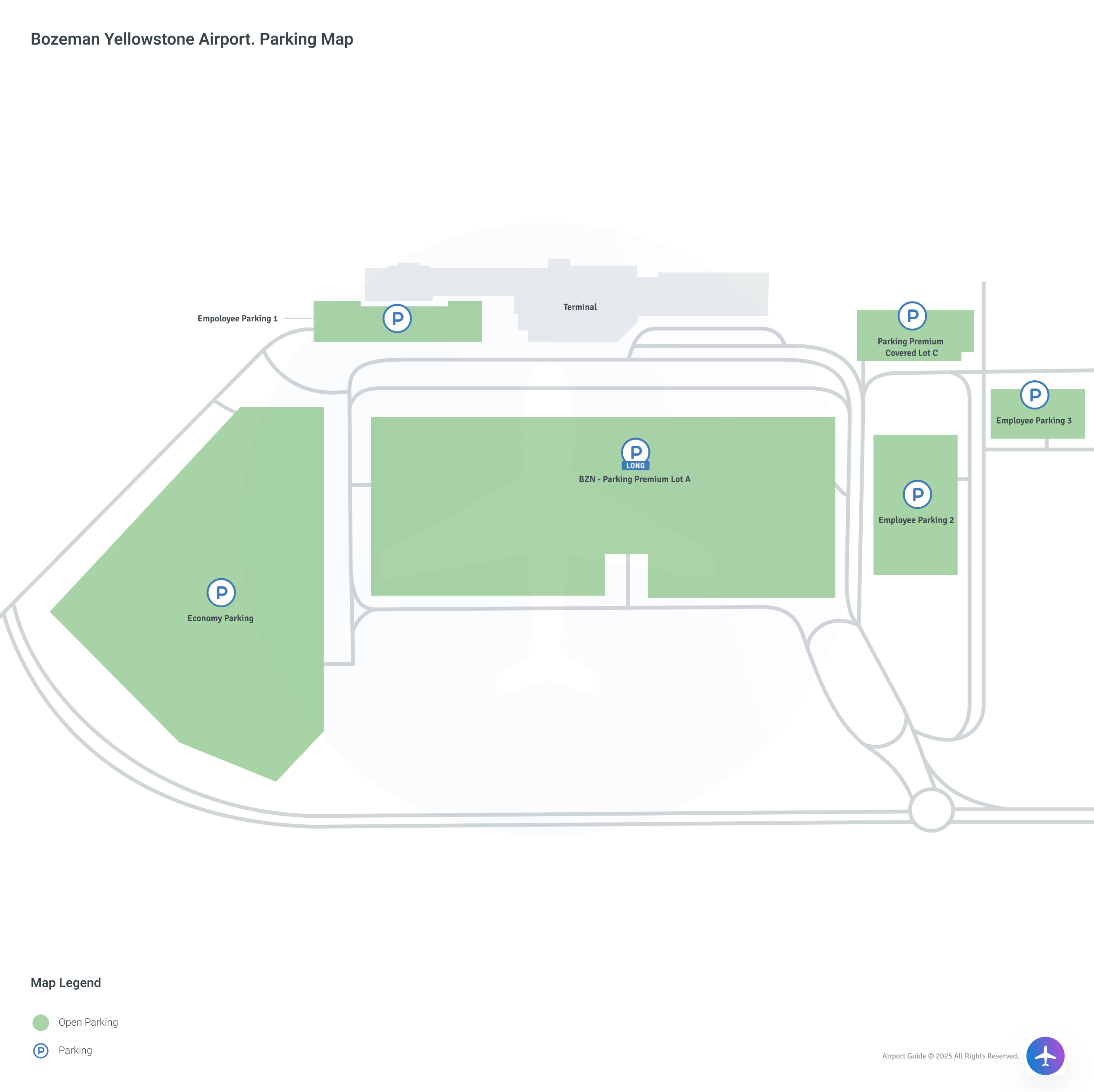 Bozeman Yellowstone International Airport (BZN) Parking Map