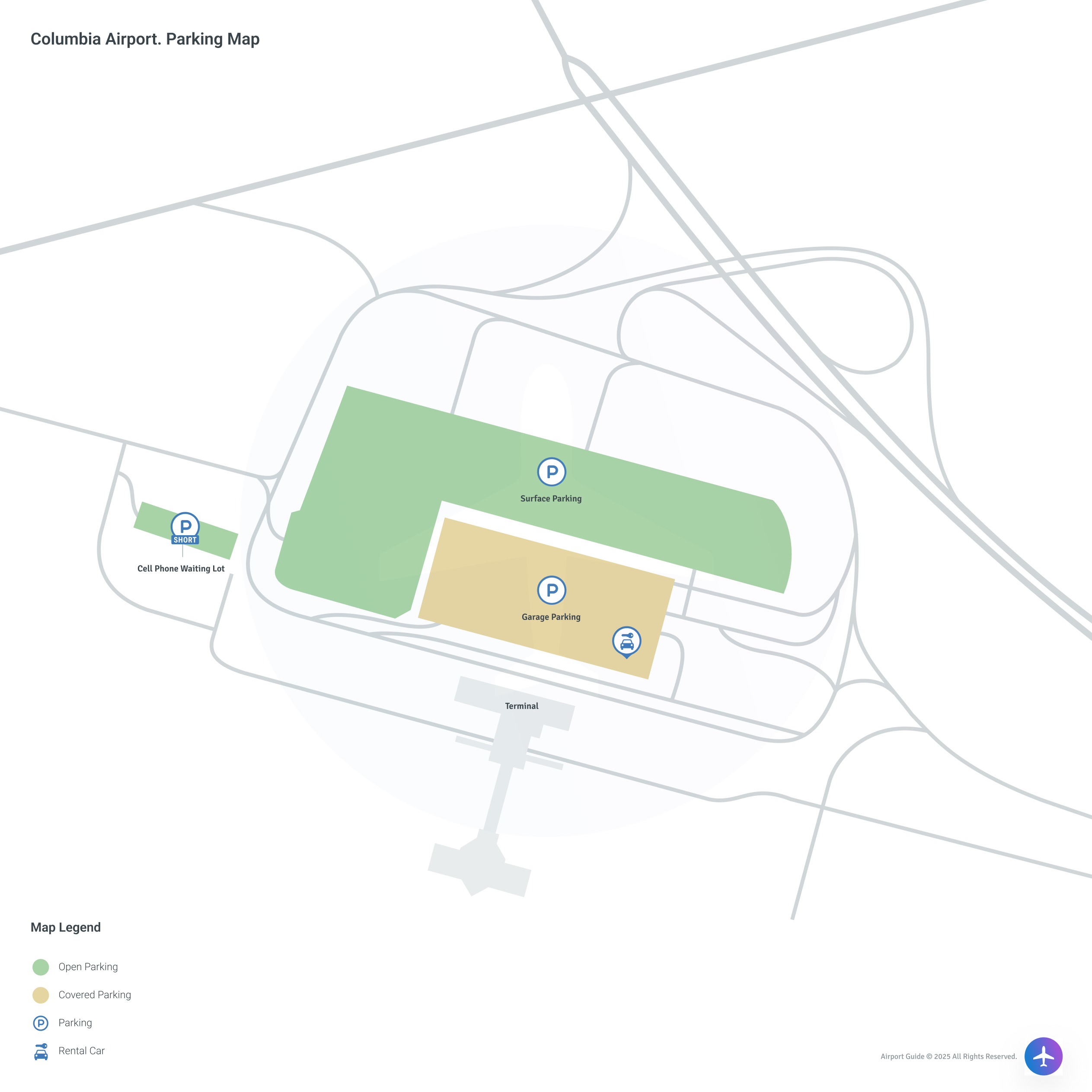 Columbia Metropolitan Airport (CAE) Parking Map