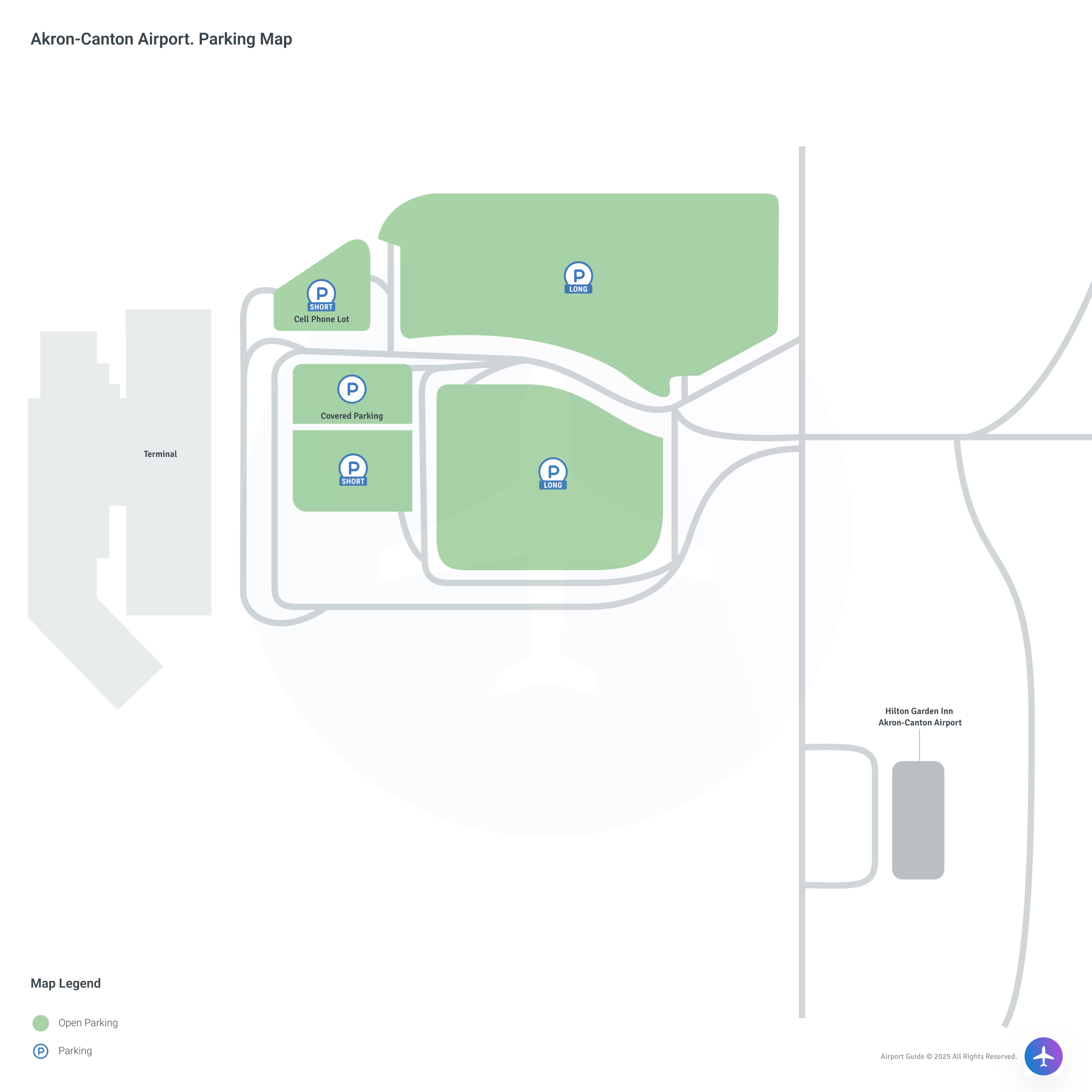 Akron-Canton Airport (CAK) Parking Map