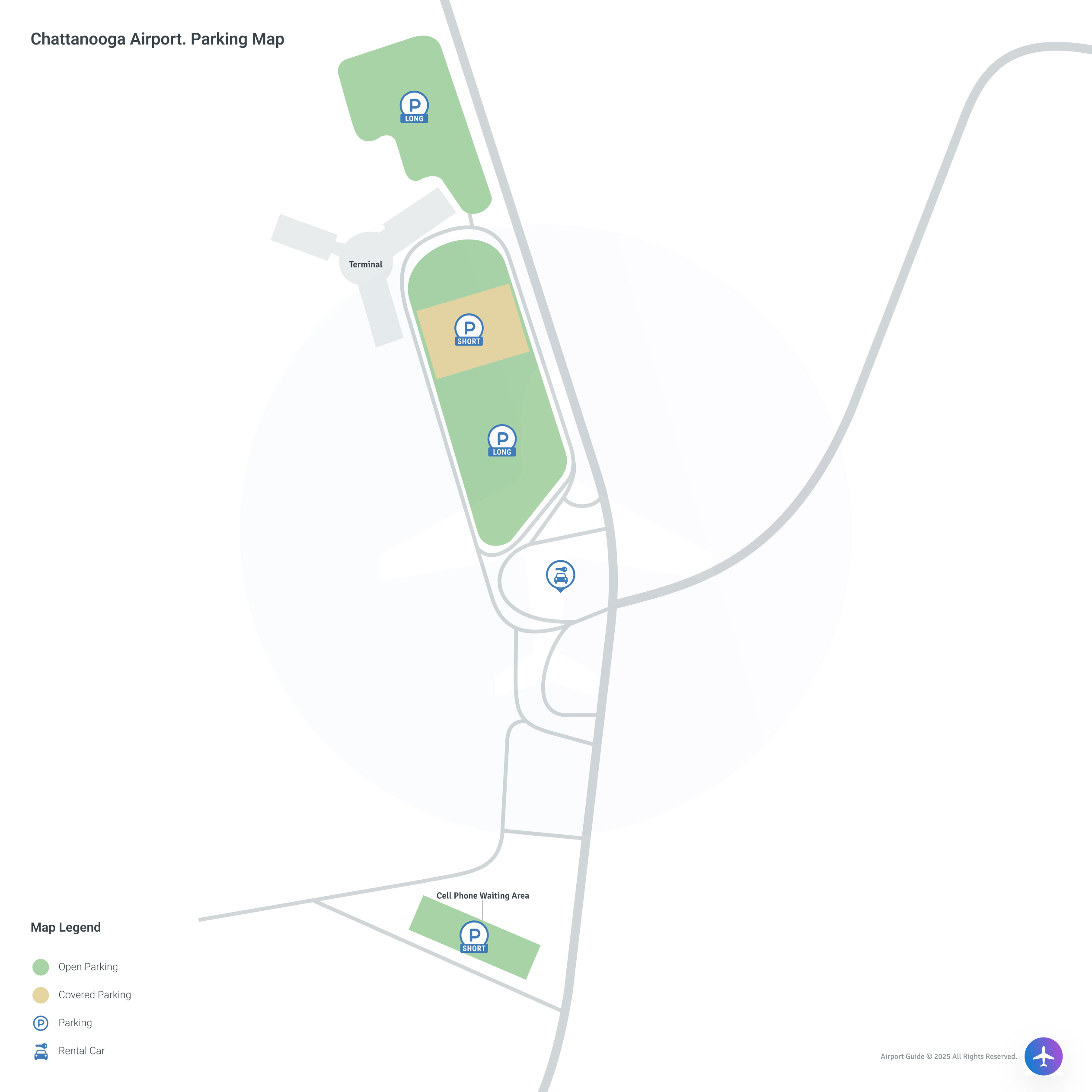 Chattanooga Metropolitan Airport-Lovell Field (CHA) Parking Map