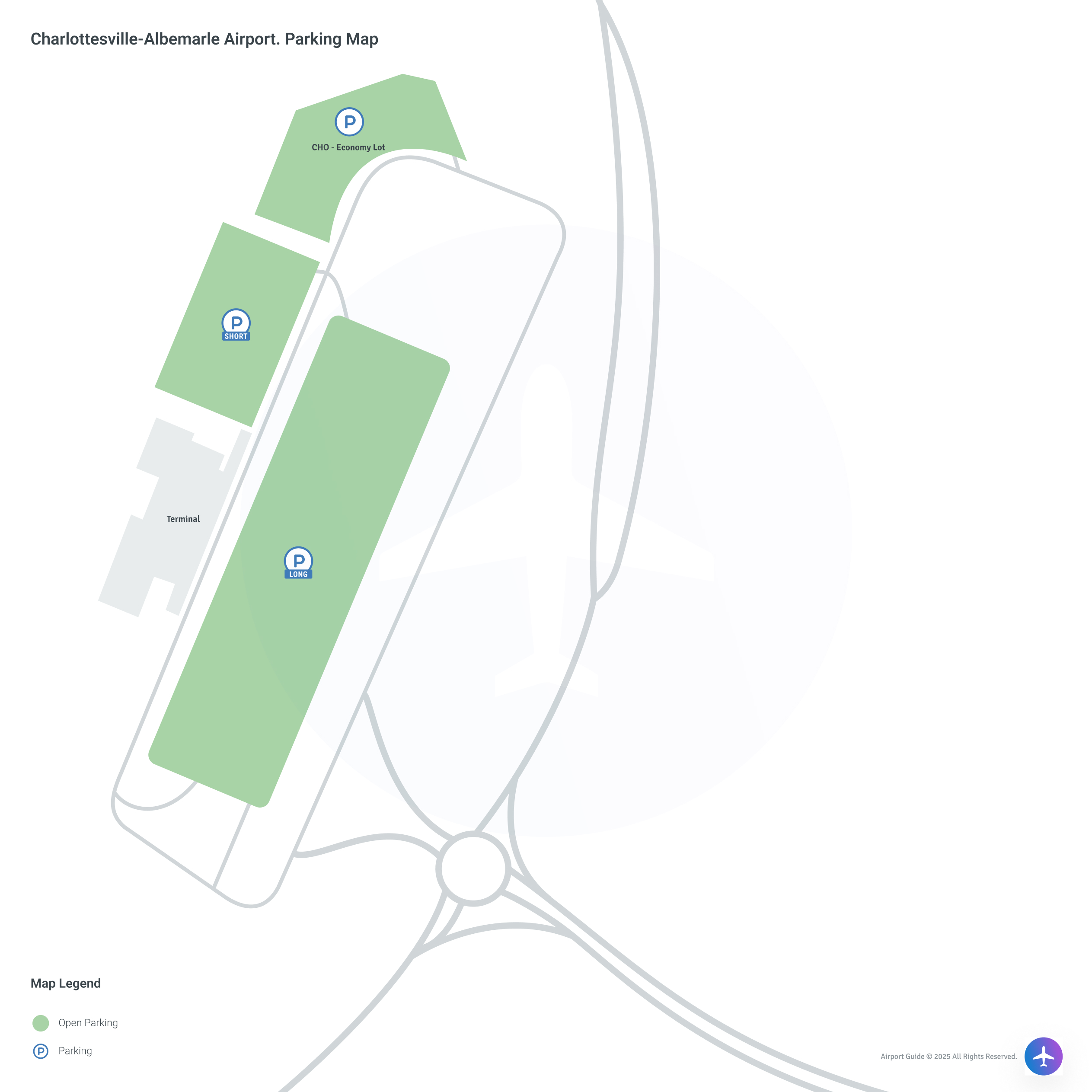 Charlottesville-Albemarle Airport (CHO) Parking Map