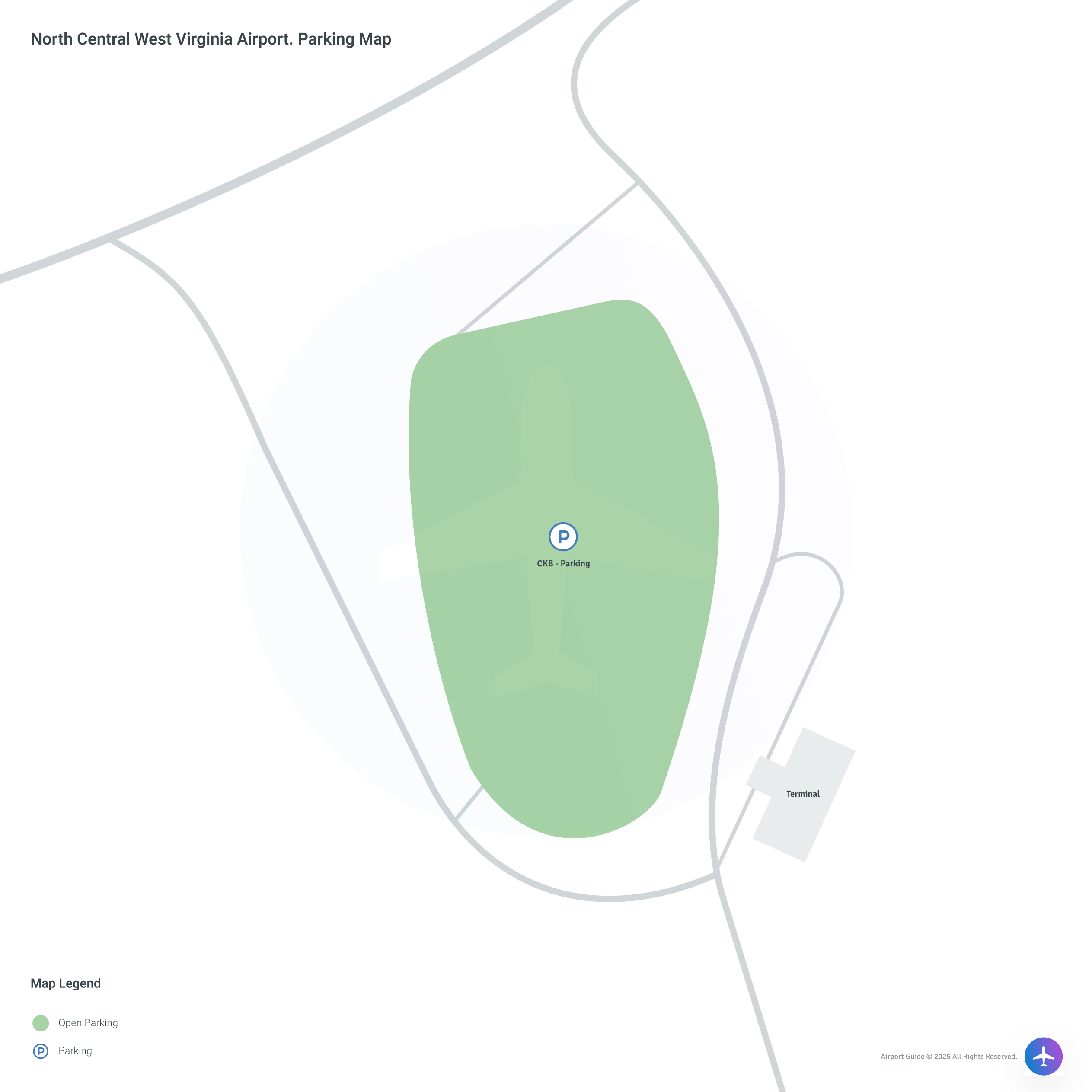North Central West Virginia Airport (CKB) Parking Map