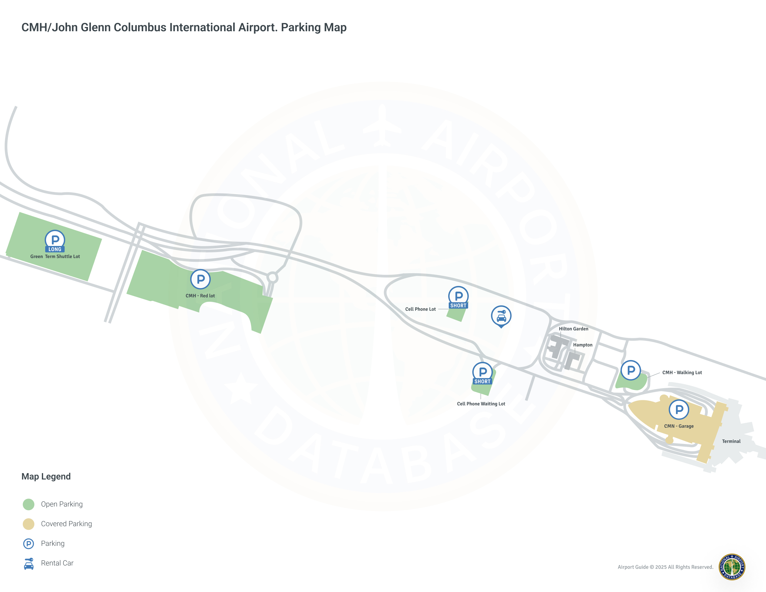 John Glenn Columbus International Airport (CMH) Parking Map