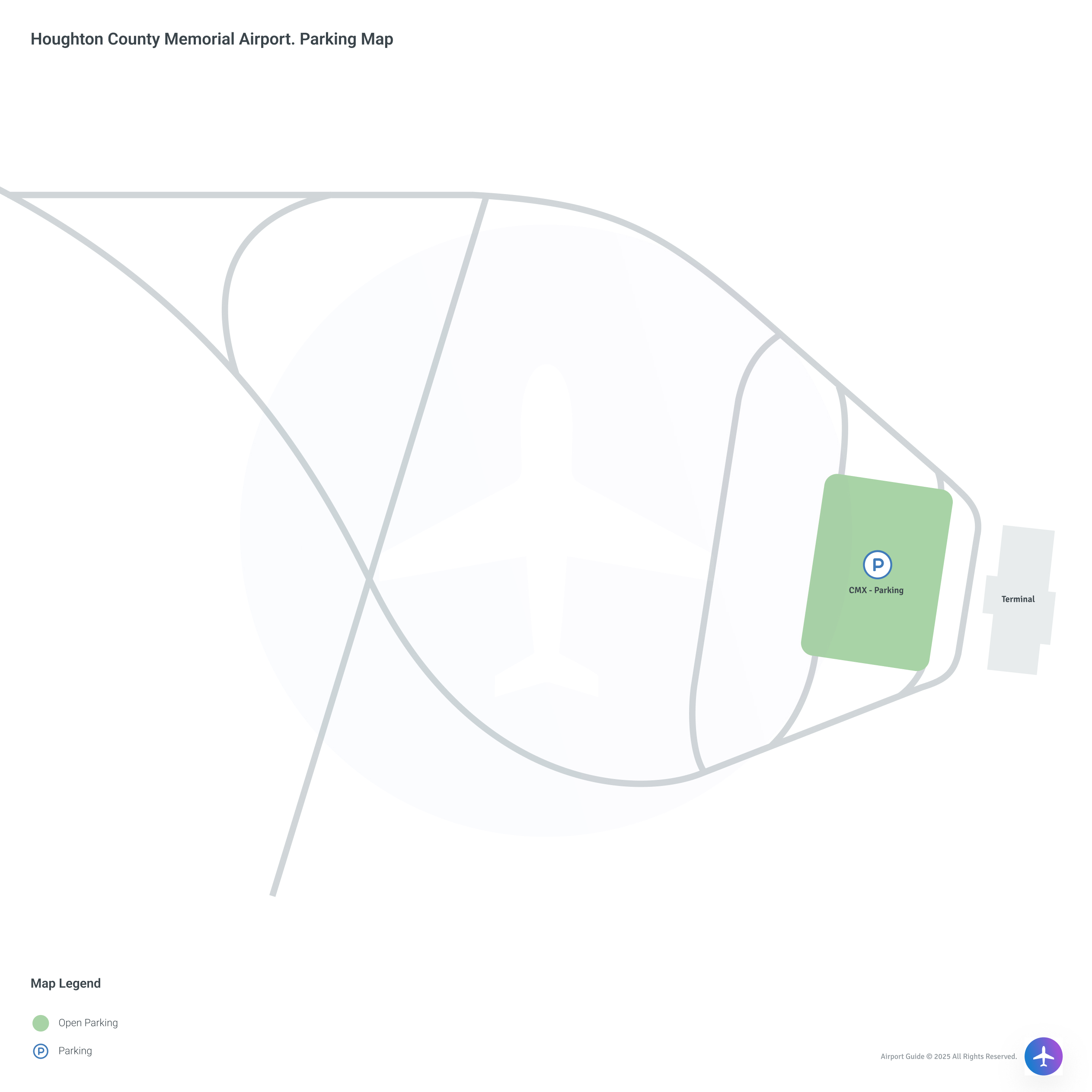 Houghton County Memorial Airport (CMX) Parking Map