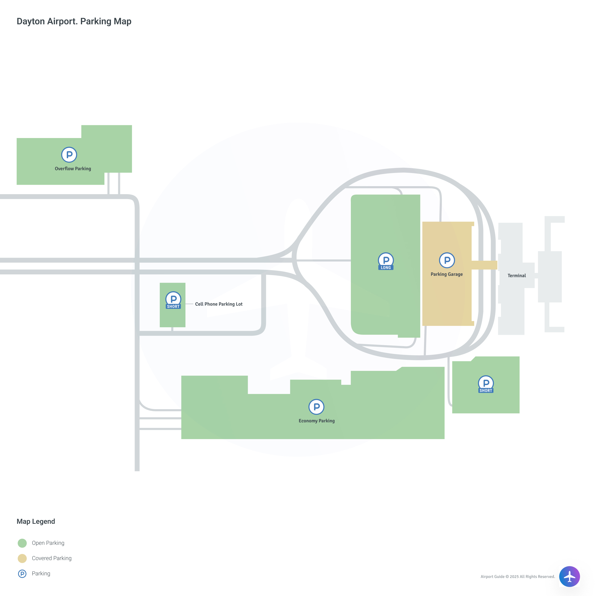 James M Cox Dayton International Airport (DAY) Parking Map