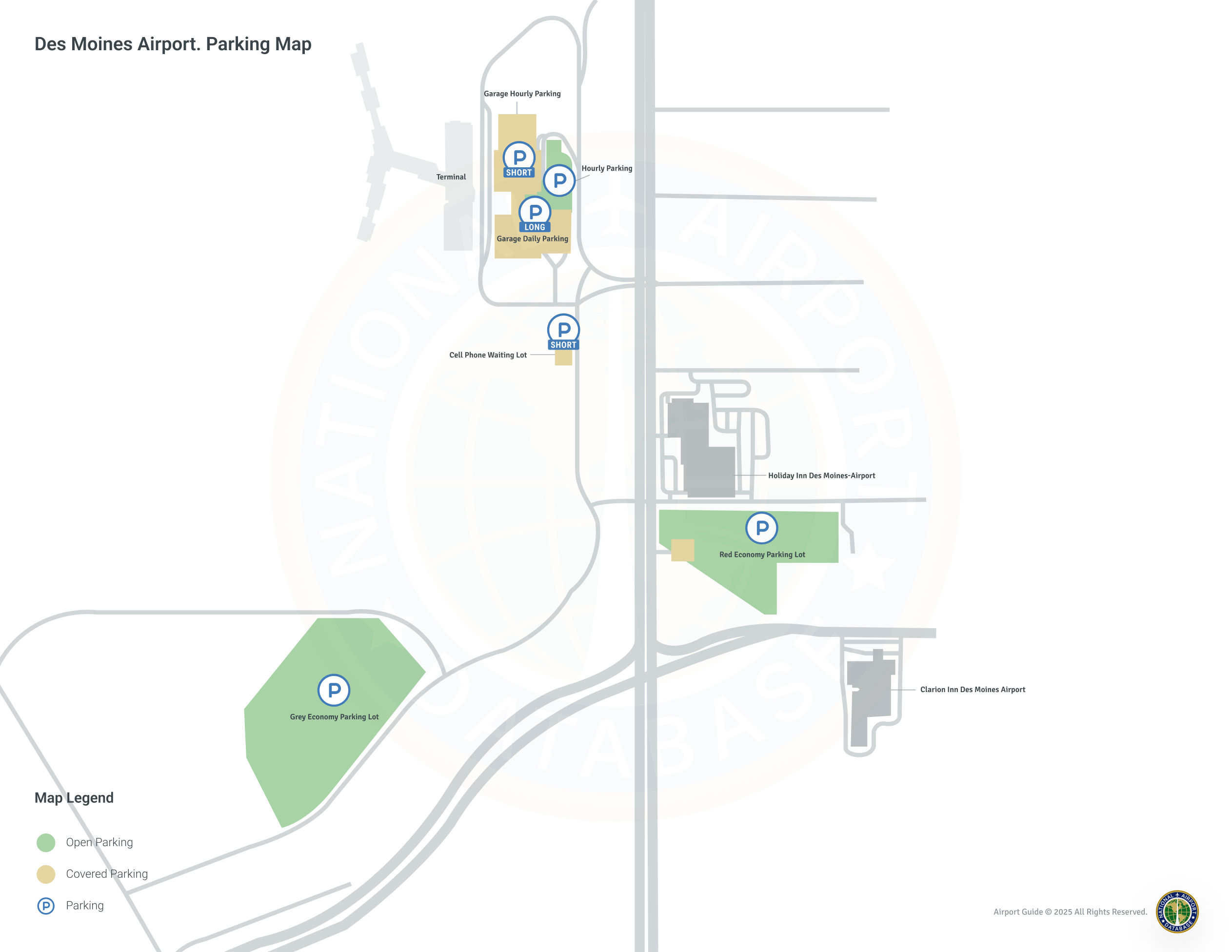 Des Moines International Airport (DSM) Parking Map