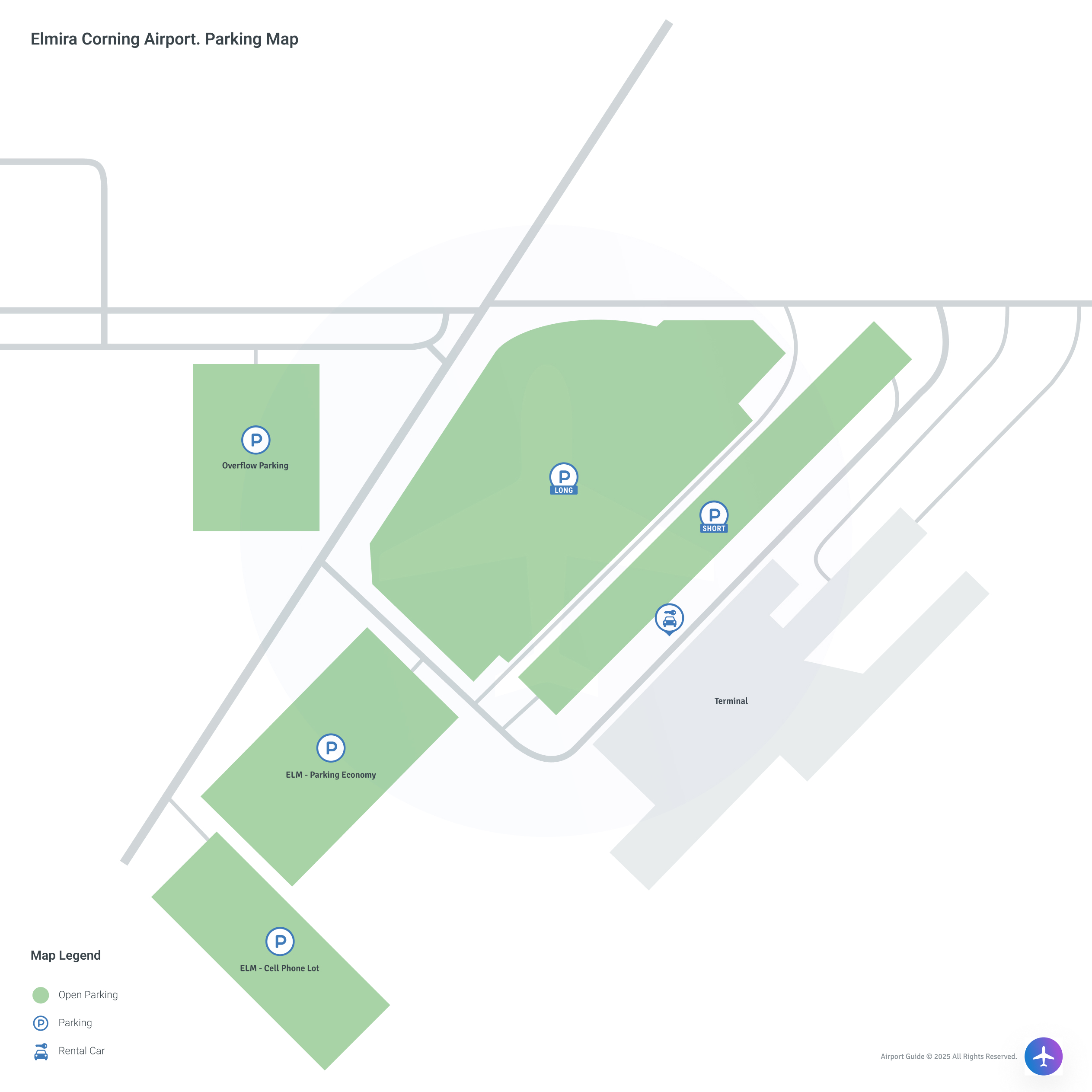 Elmira Corning Regional Airport (ELM) Parking Map