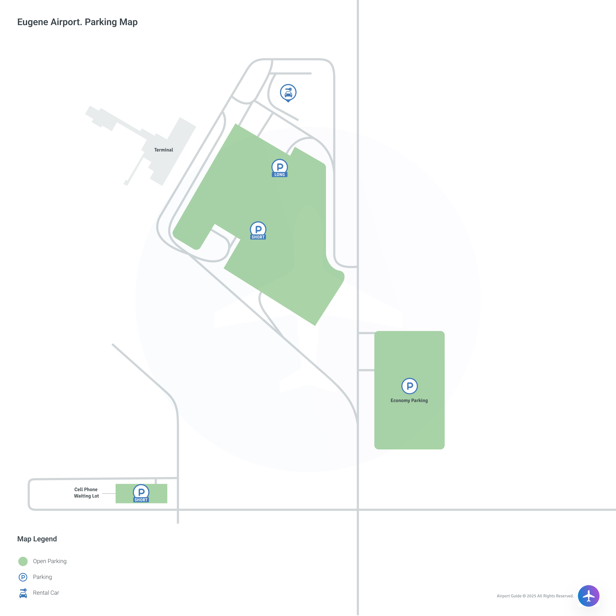 Eugene Airport-Mahlon Sweet Field (EUG) Parking Map