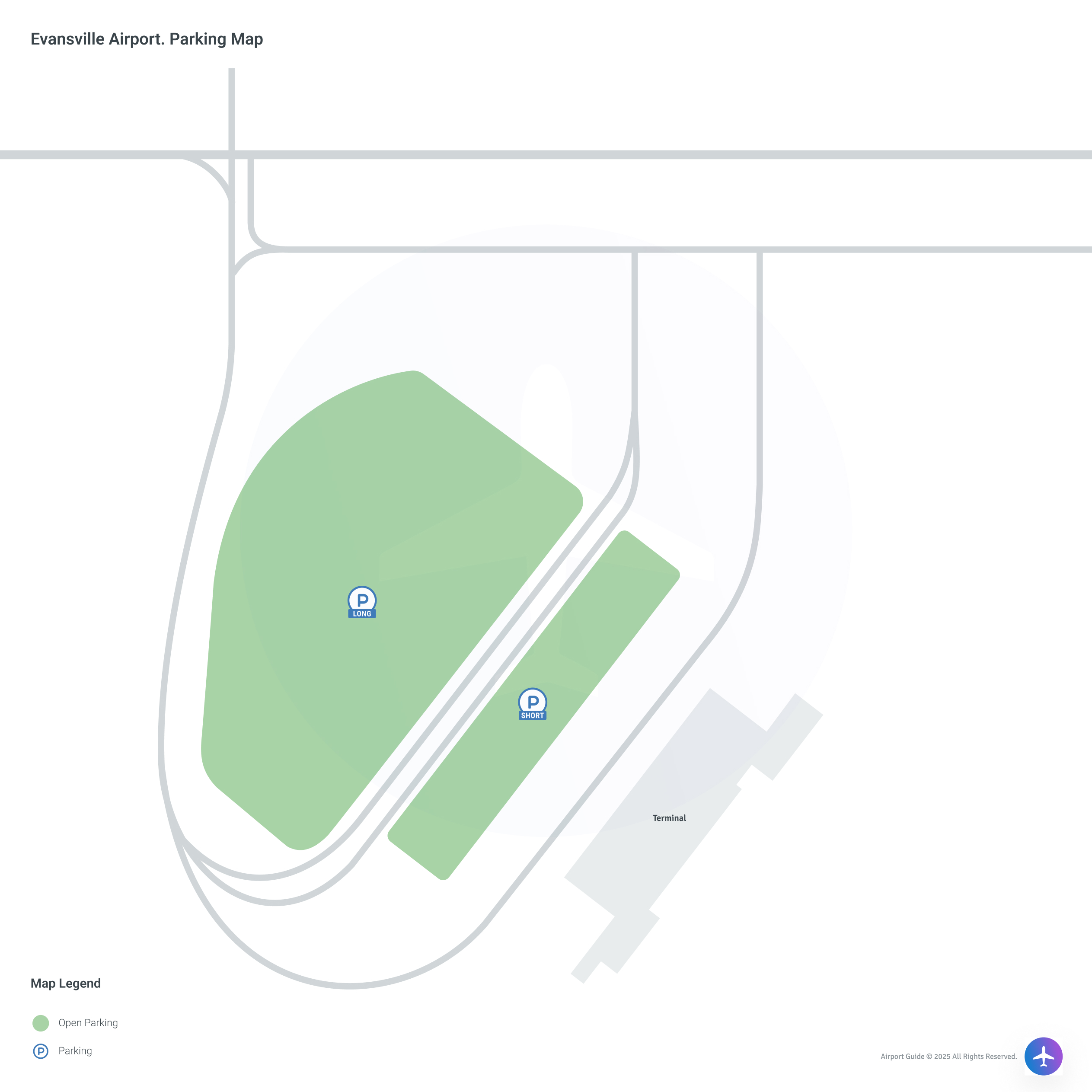 Evansville Regional Airport (EVV) Parking Map
