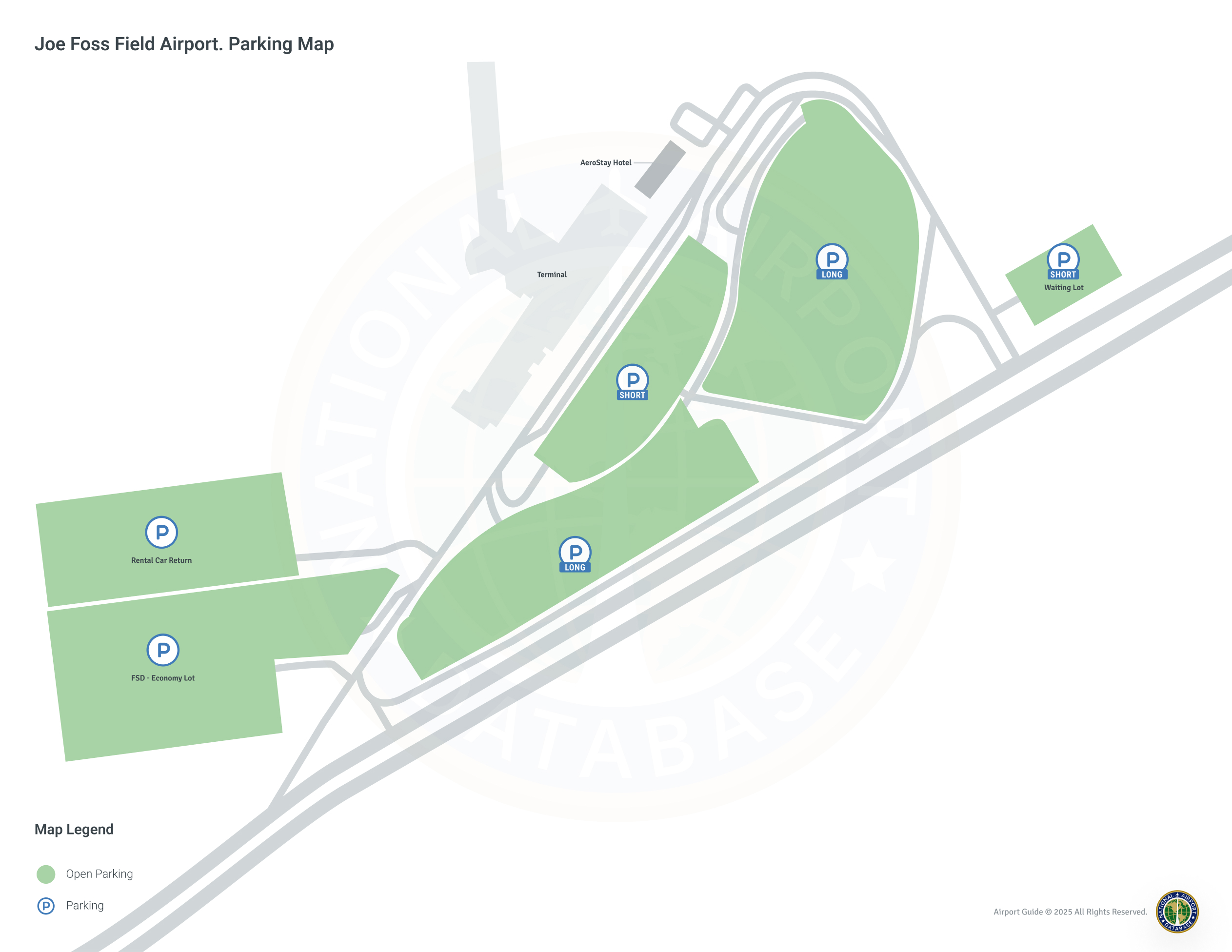 Sioux Falls Regional Airport-Joe Foss Field (FSD) Parking Map
