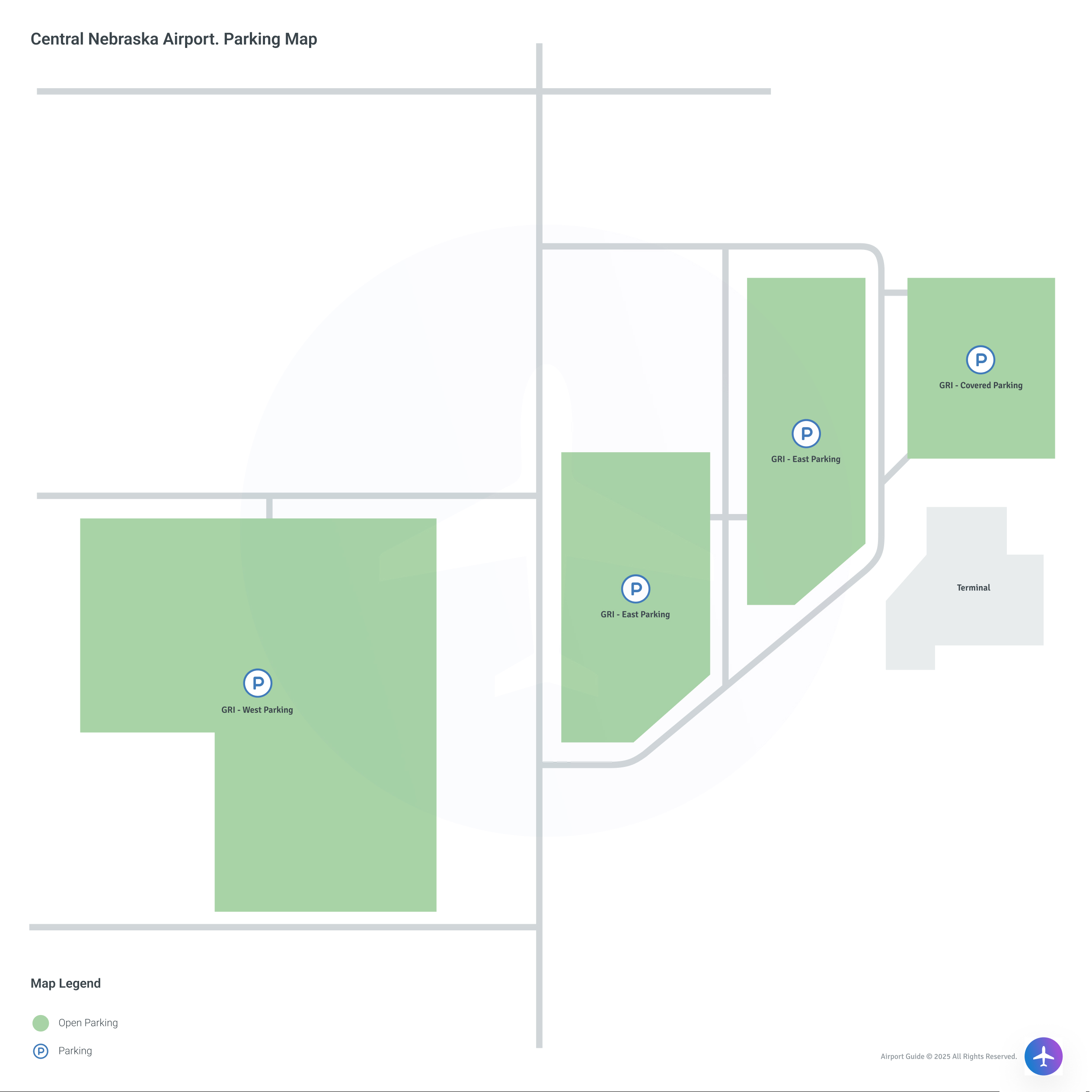 Central Nebraska Regional Airport (GRI) Parking Map