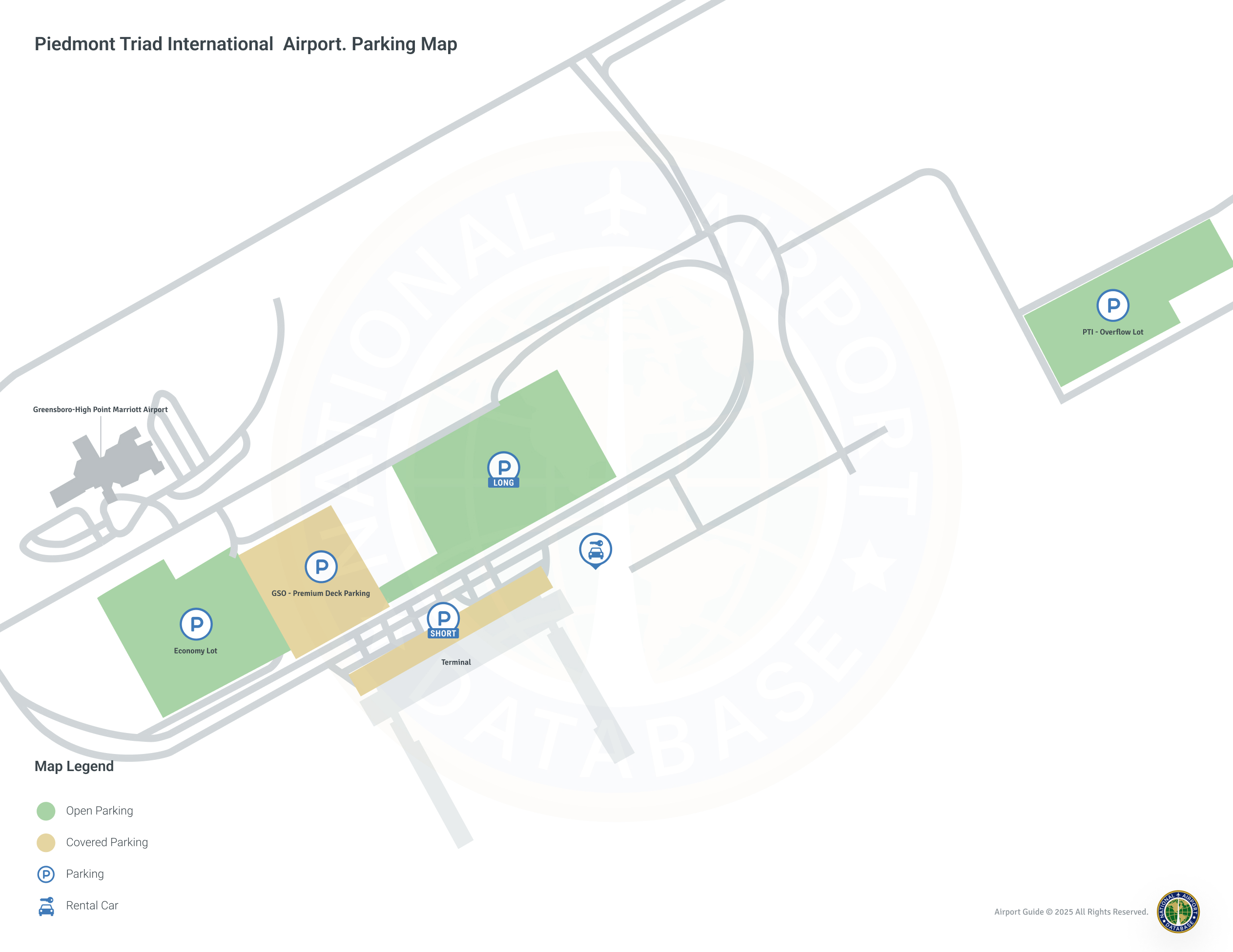Piedmont Triad International Airport (GSO) Parking Map