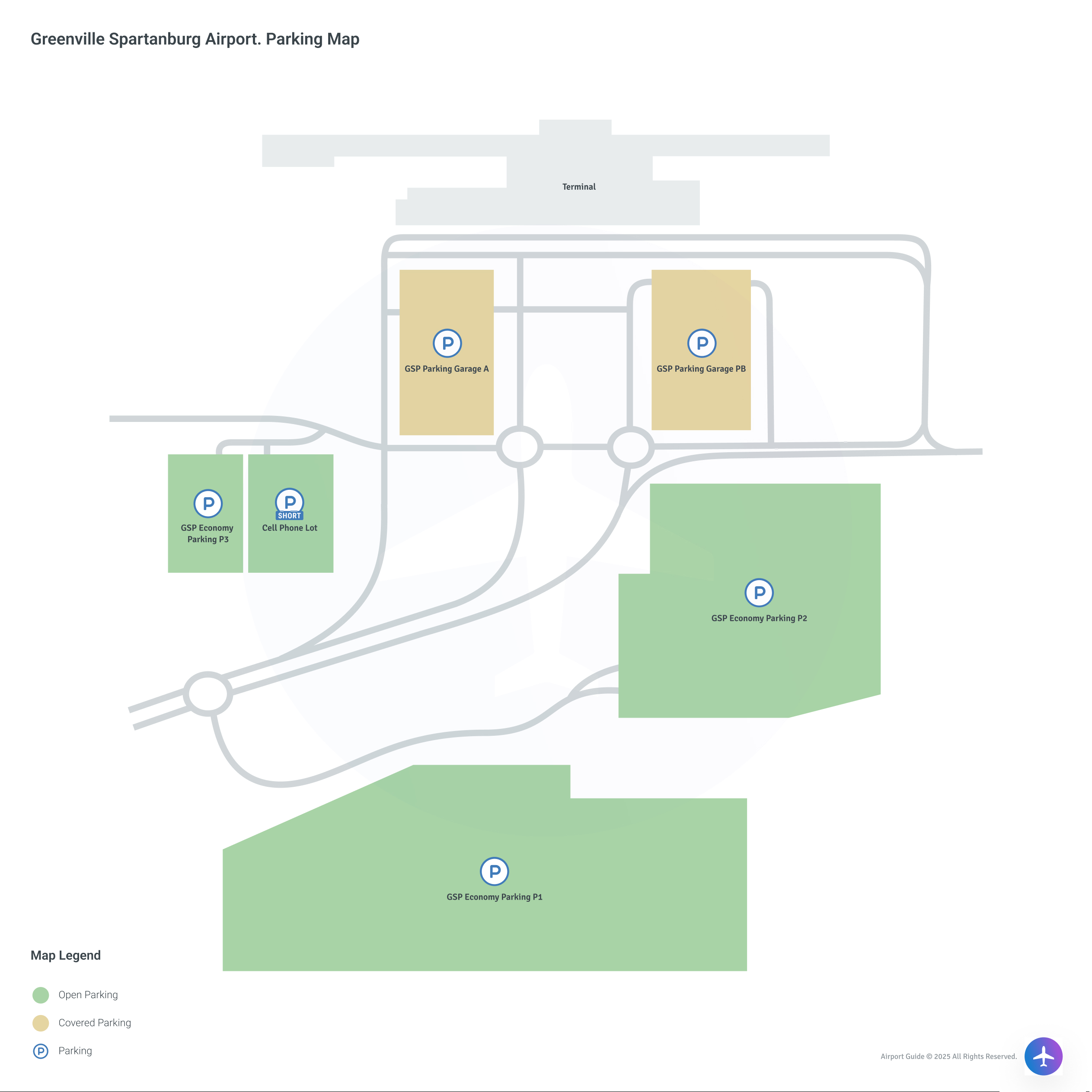 Greenville-Spartanburg International Airport (GSP) Parking Map