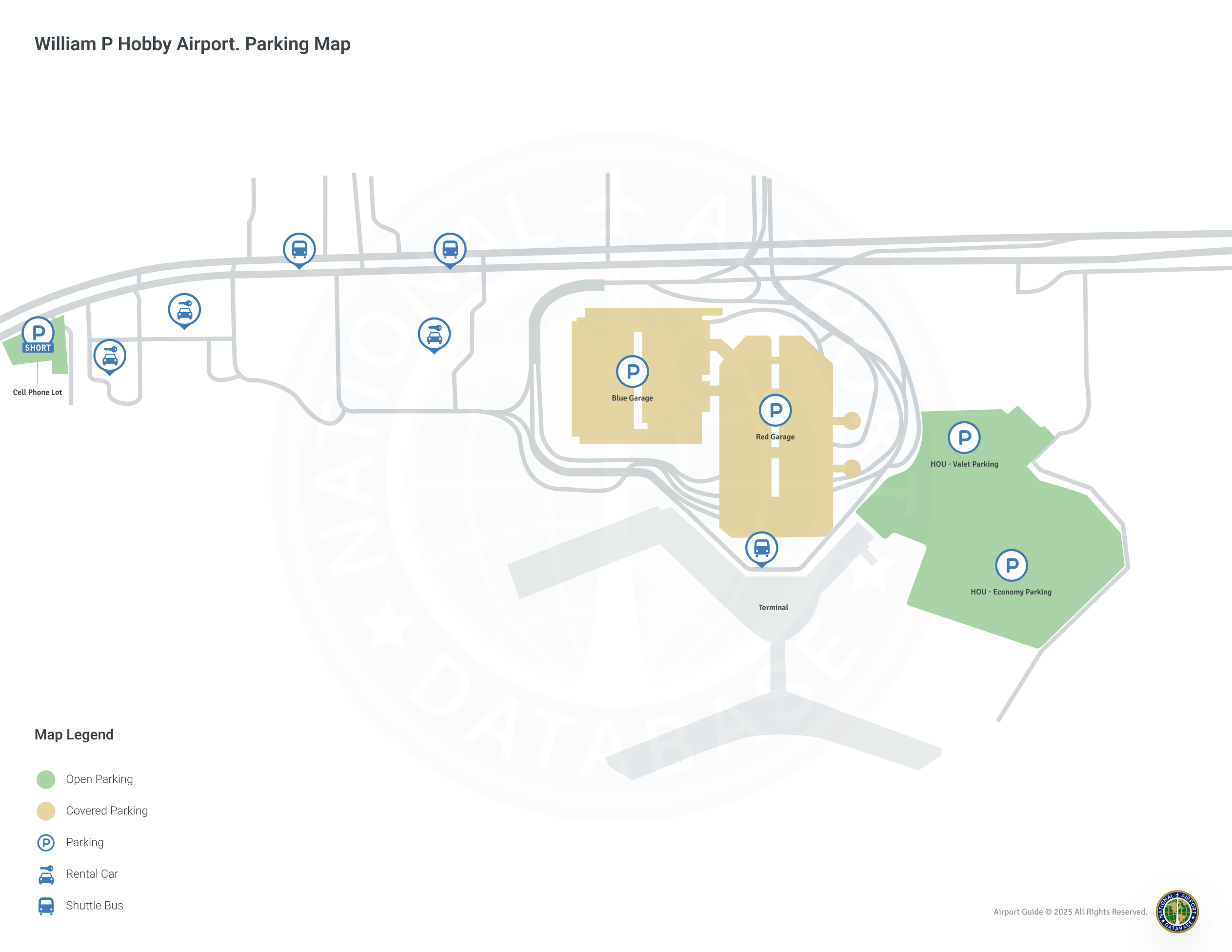 William P Hobby Airport (HOU) Parking Map