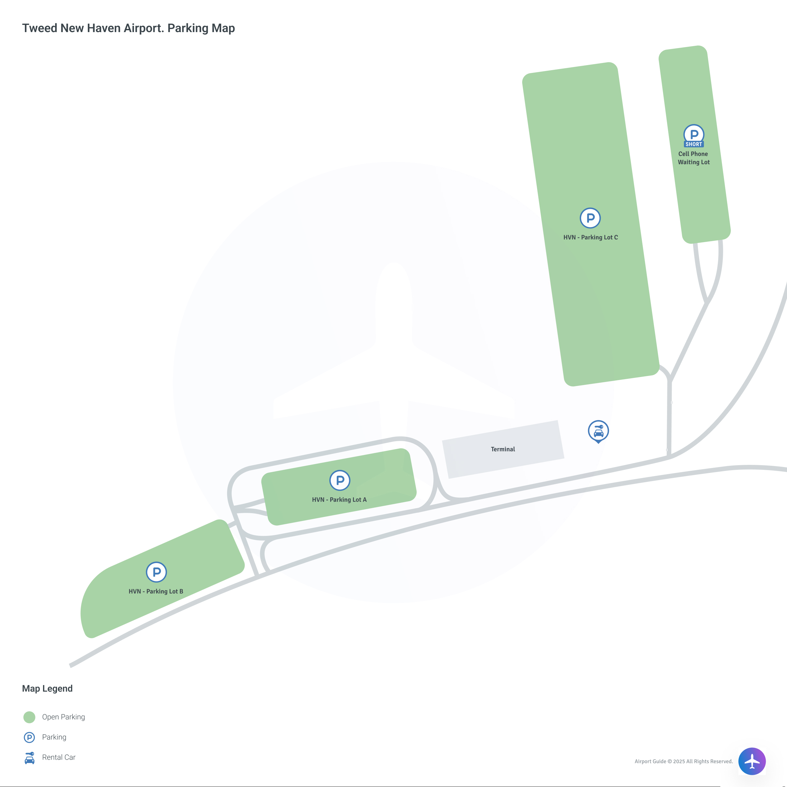 Tweed-New Haven Airport (HVN) Parking Map