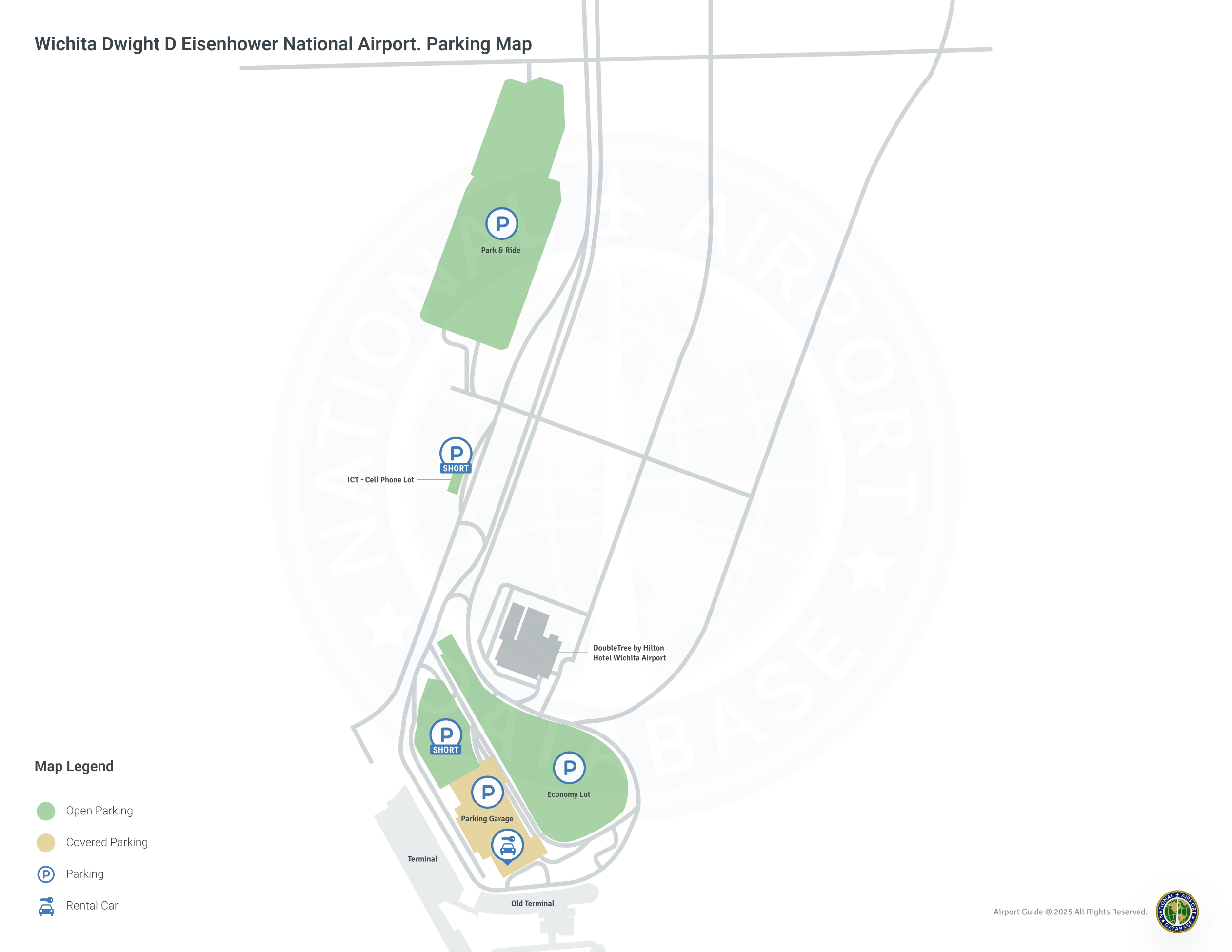 Wichita Dwight D Eisenhower National Airport (ICT) Parking Map