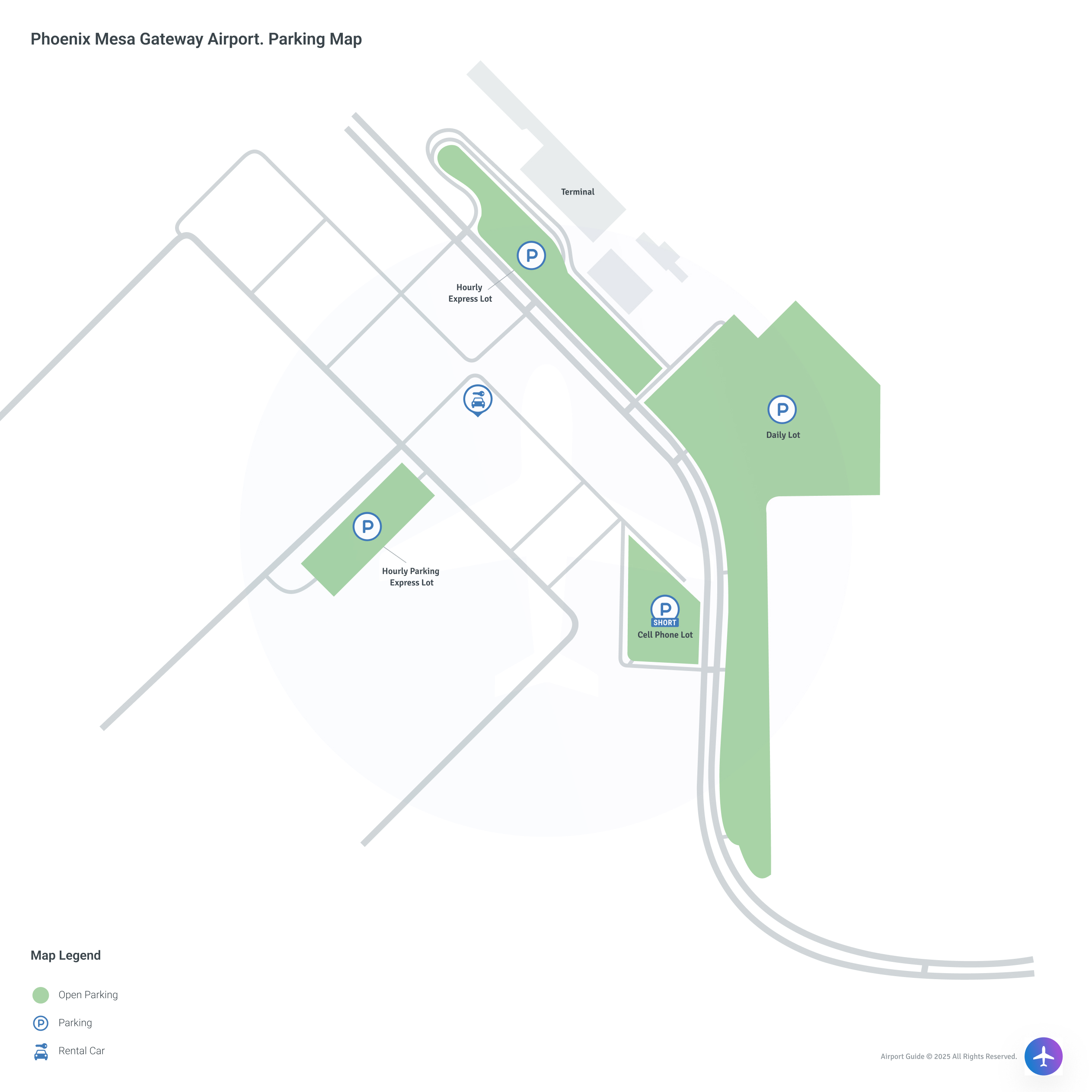 Phoenix-Mesa Gateway Airport (IWA) Parking Map