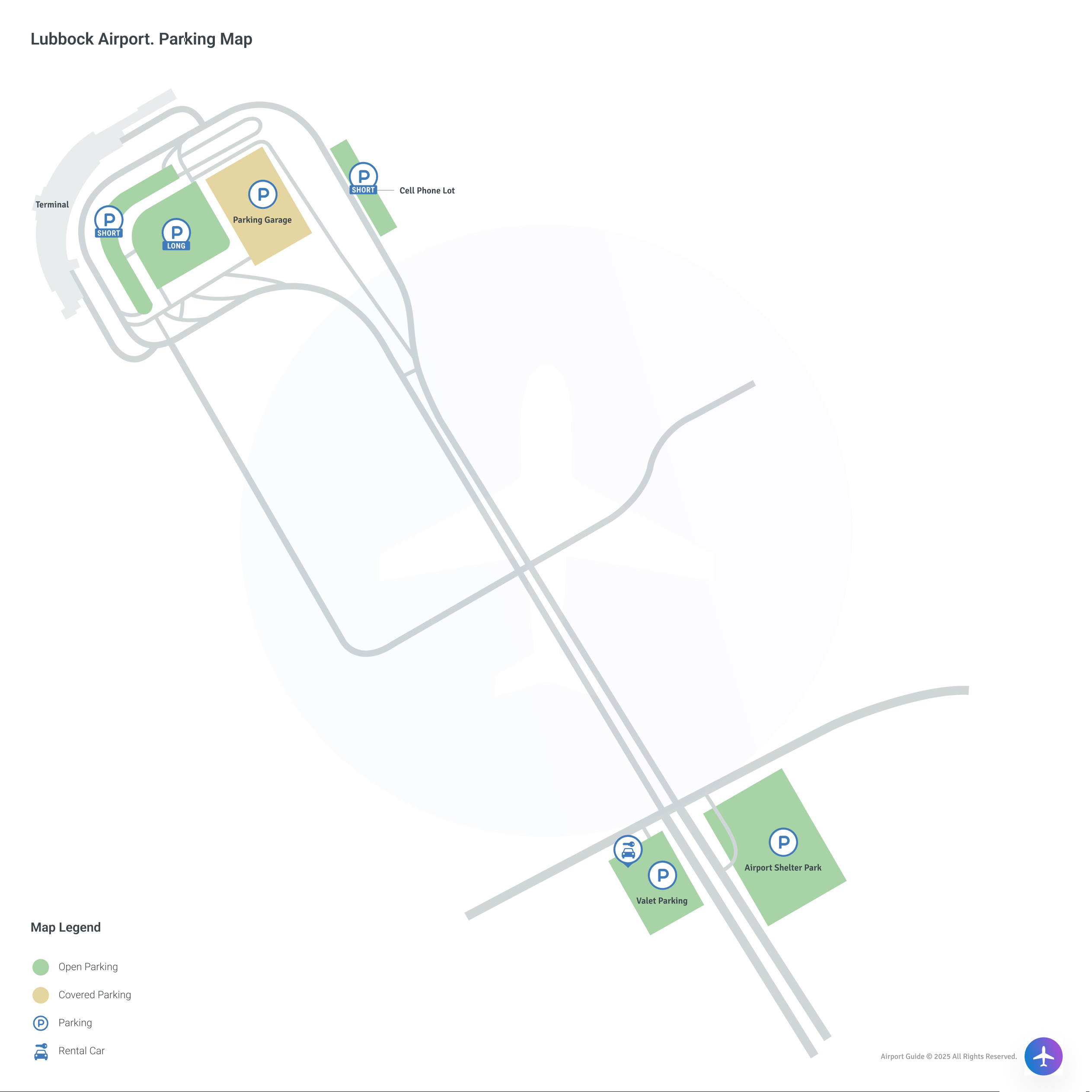 Lubbock Preston Smith International Airport (LBB) Parking Map