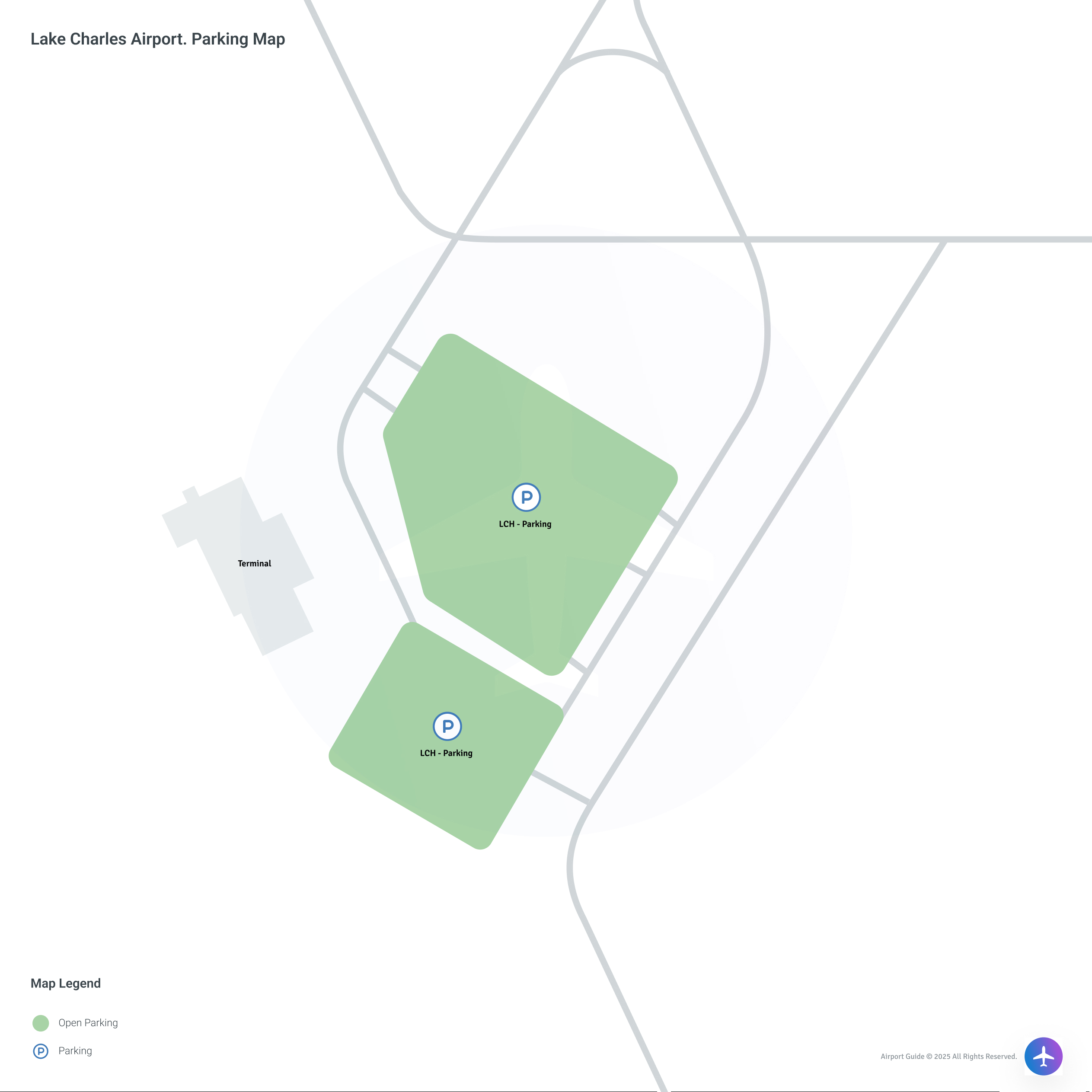 Lake Charles Regional Airport (LCH) Parking Map