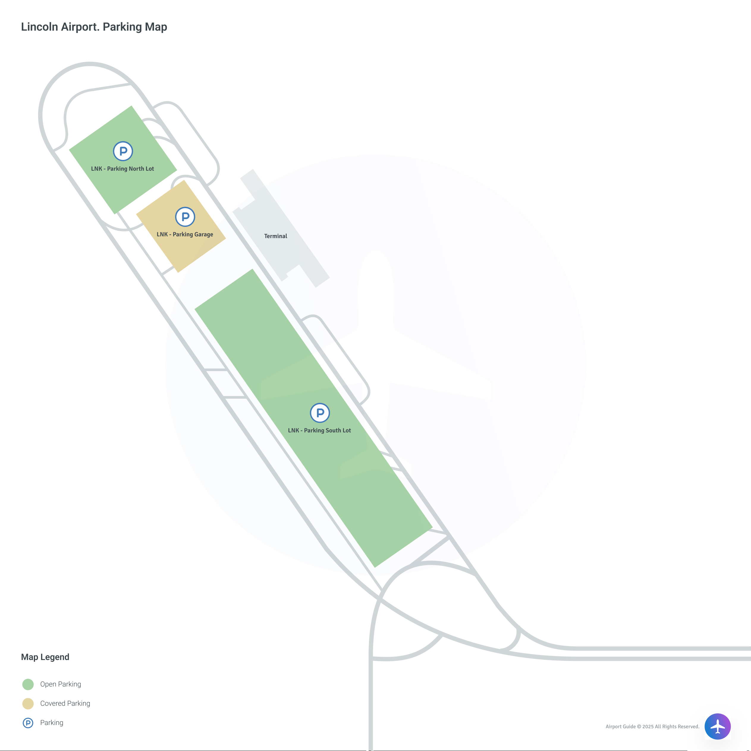Lincoln Airport Nebraska (LNK) Parking Map