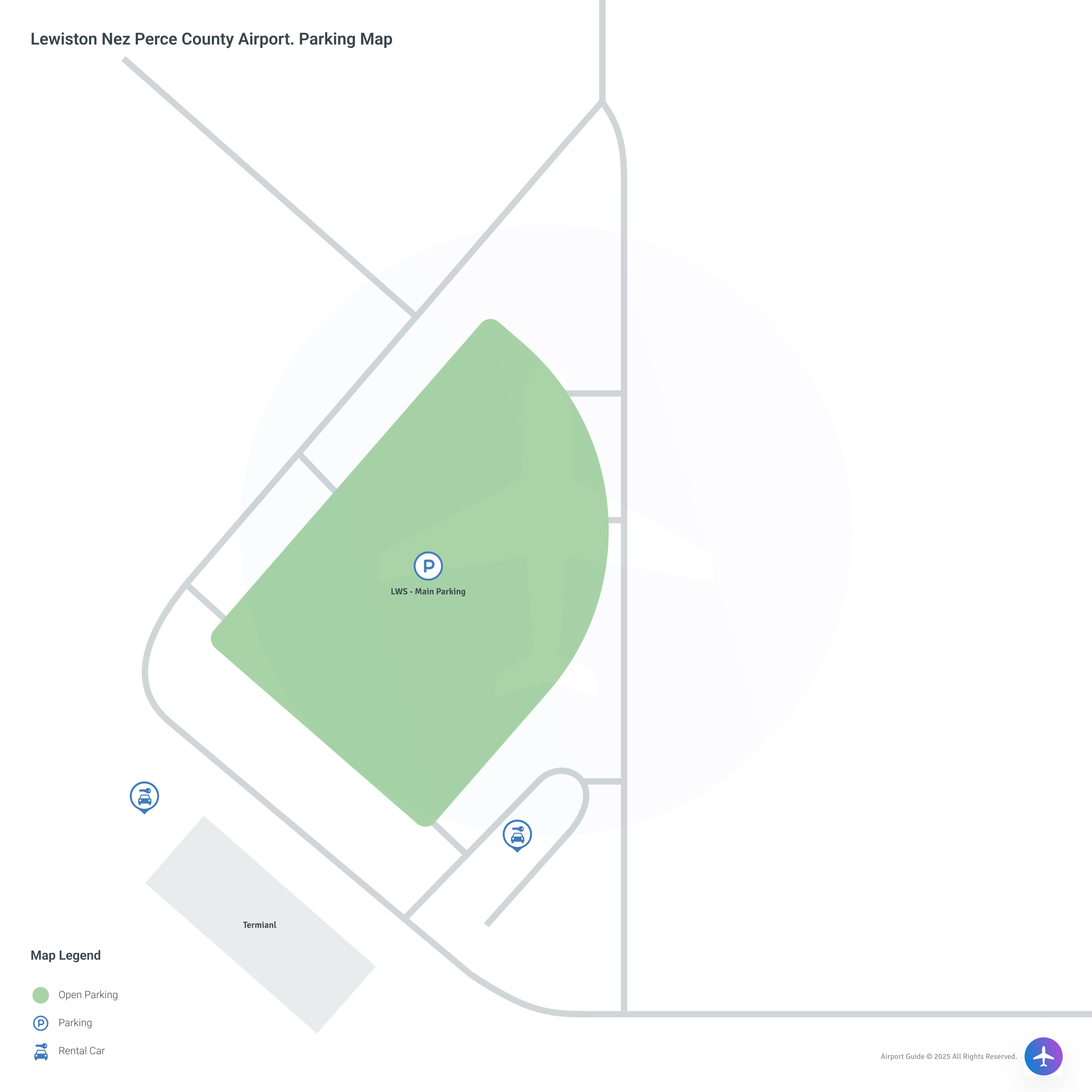 Lewiston-Nez Perce County Airport (LWS) Parking Map