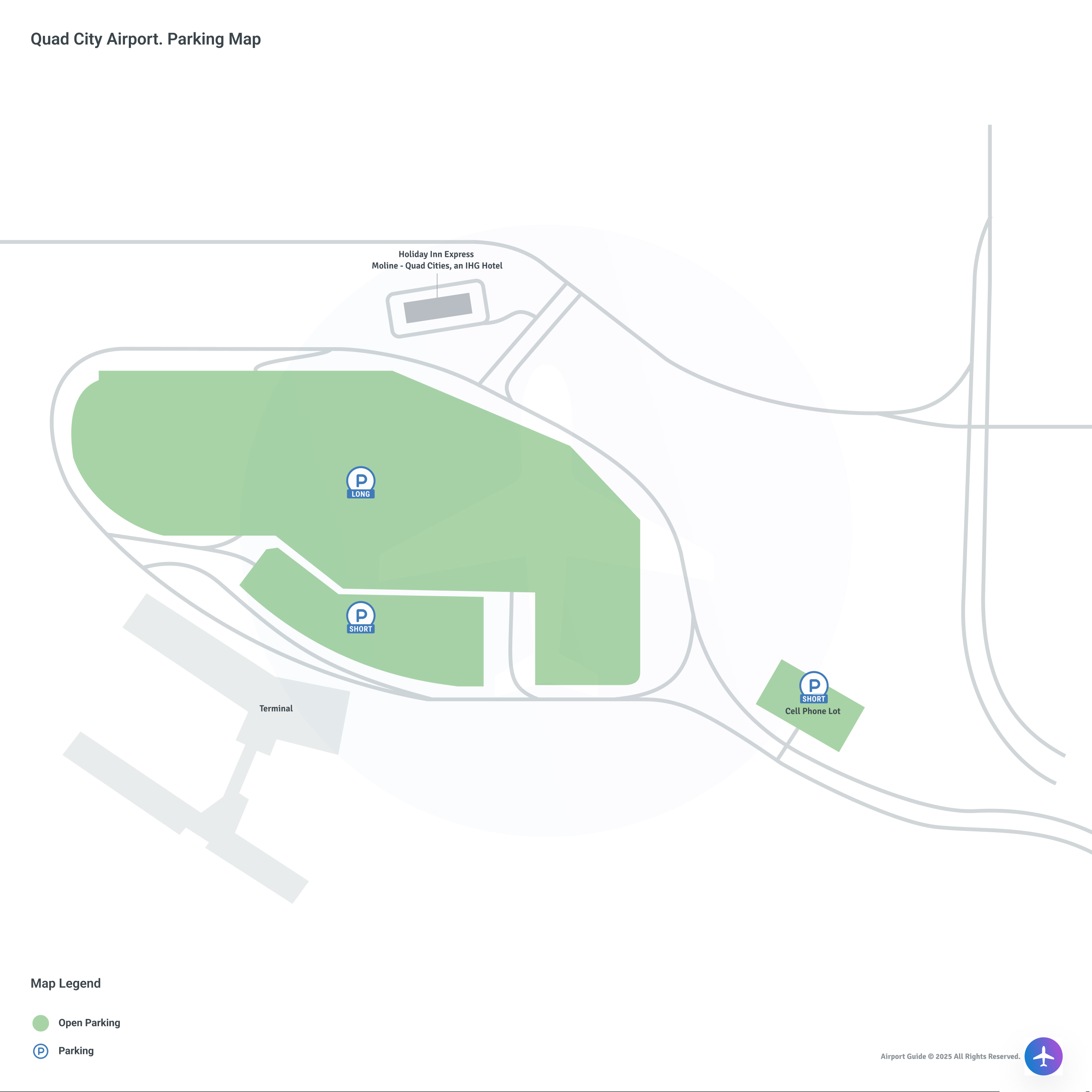 Quad City International Airport (MLI) Parking Map