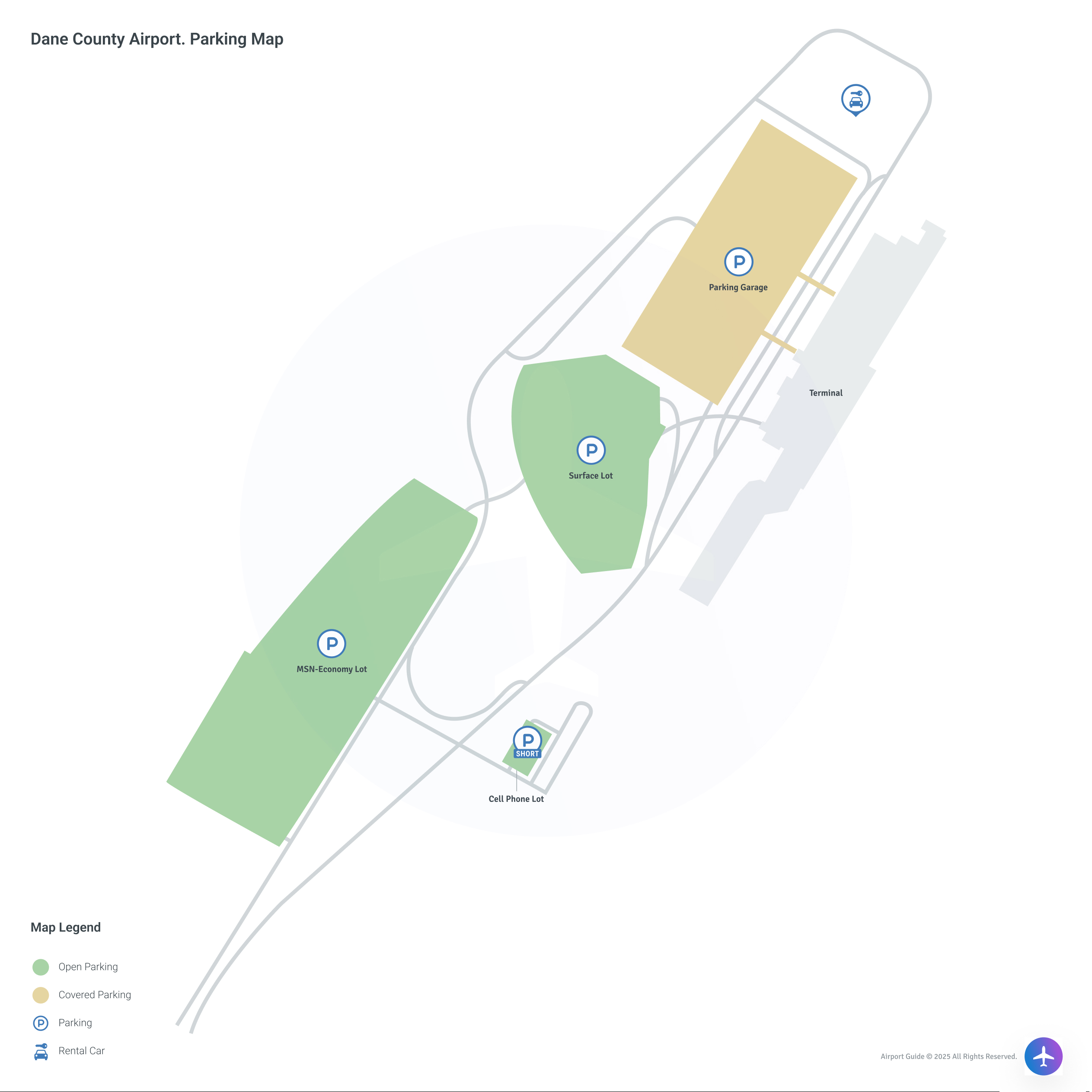 Dane County Regional Airport-Truax Field (MSN) Parking Map