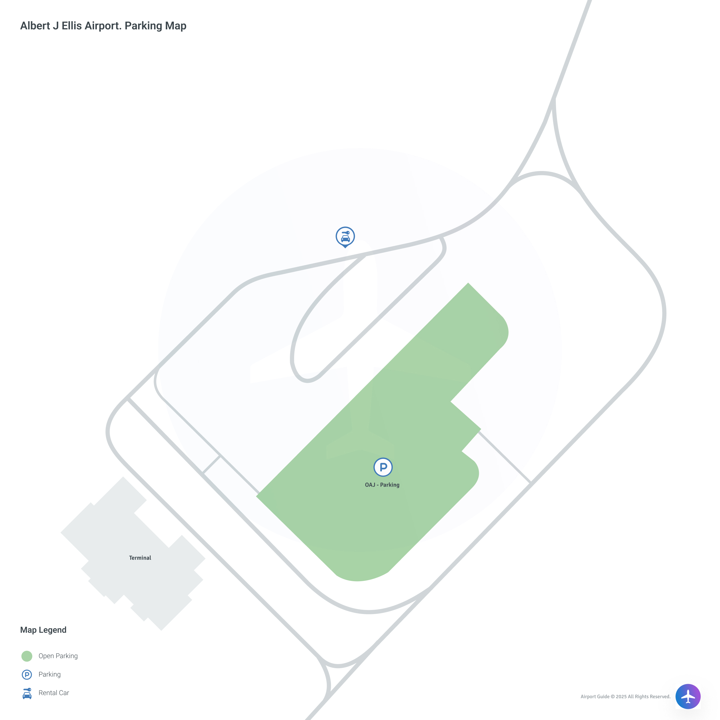 Albert J Ellis Airport (OAJ) Parking Map