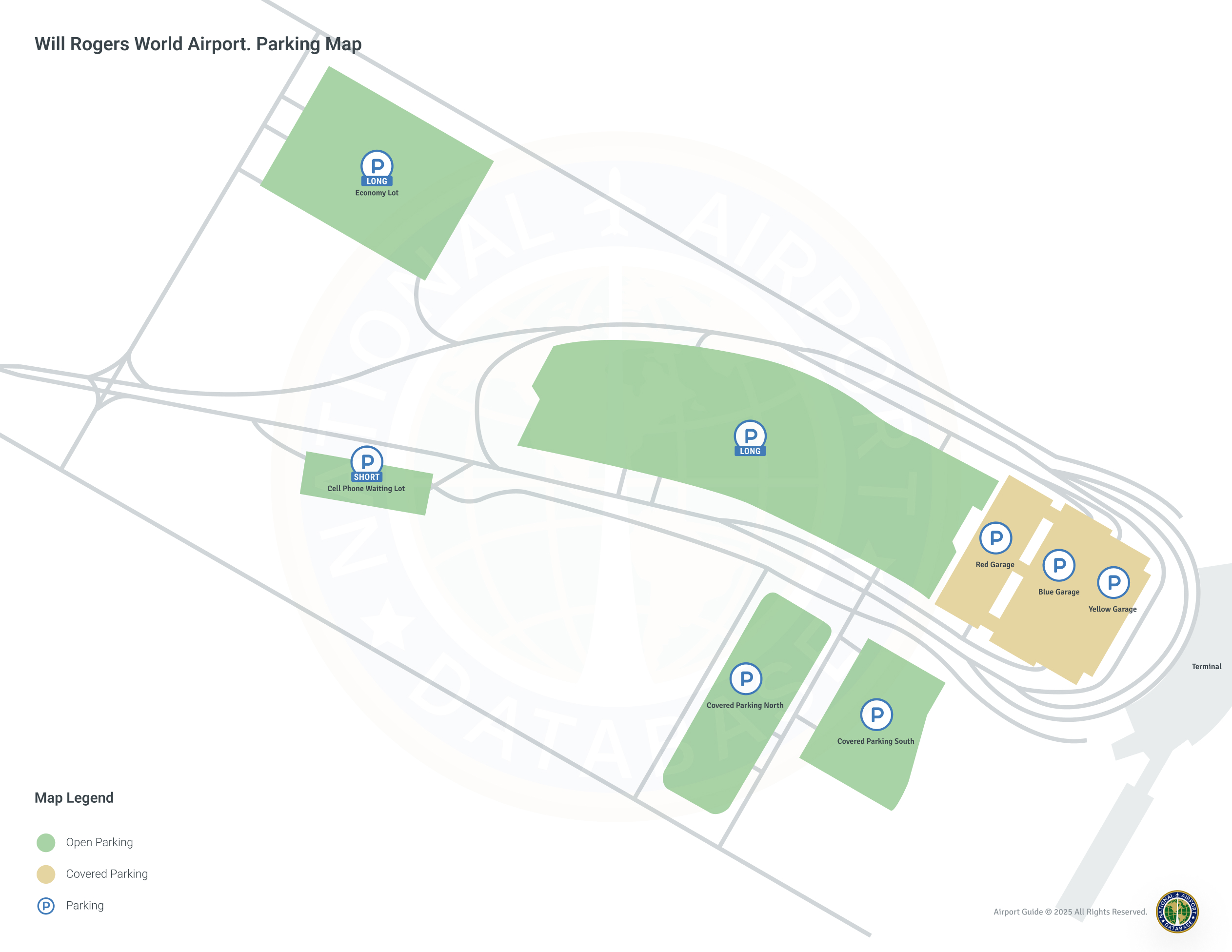Will Rogers World Airport (OKC) Parking Map