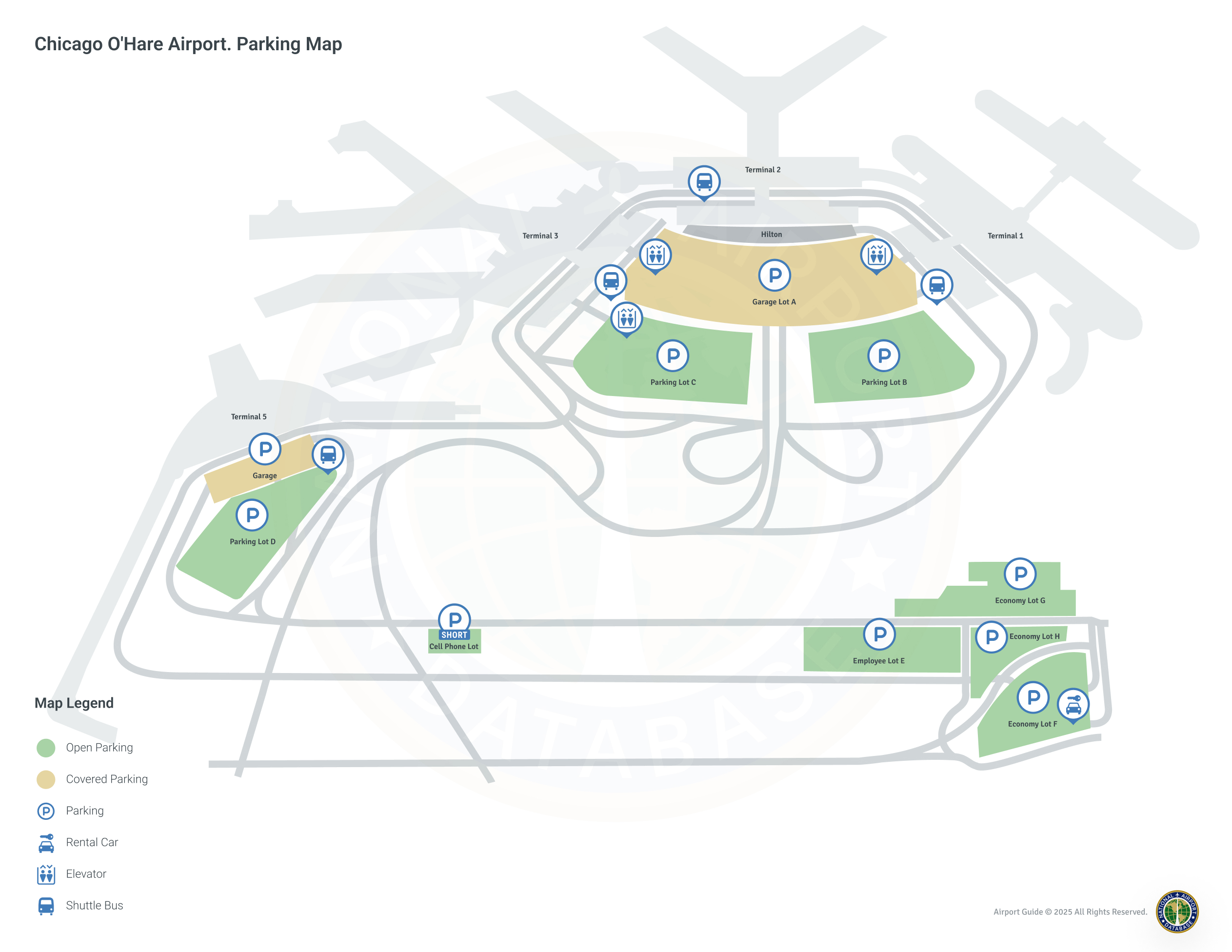 Chicago O'Hare International Airport (ORD) Parking Map