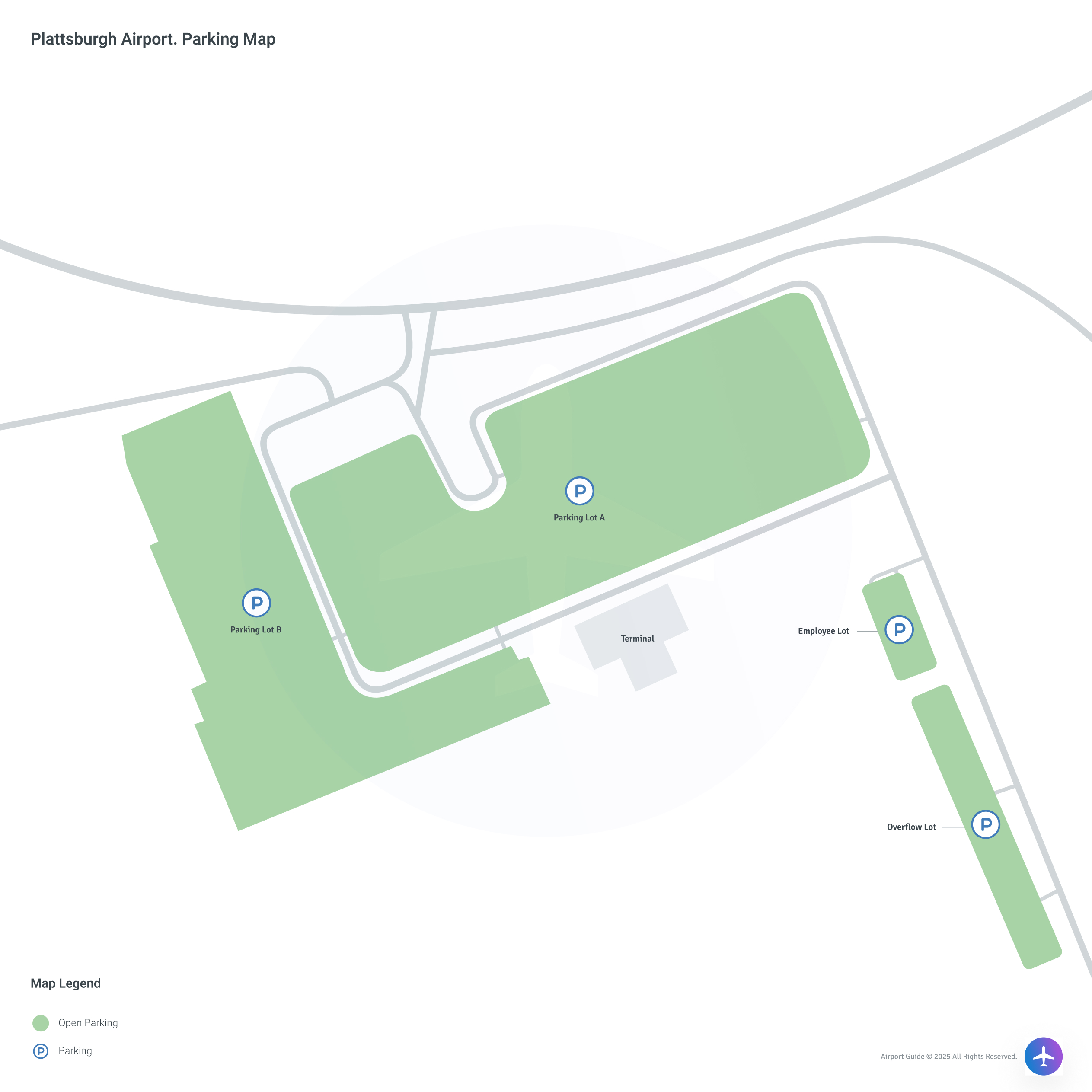 Plattsburgh International Airport (PBG) Parking Map