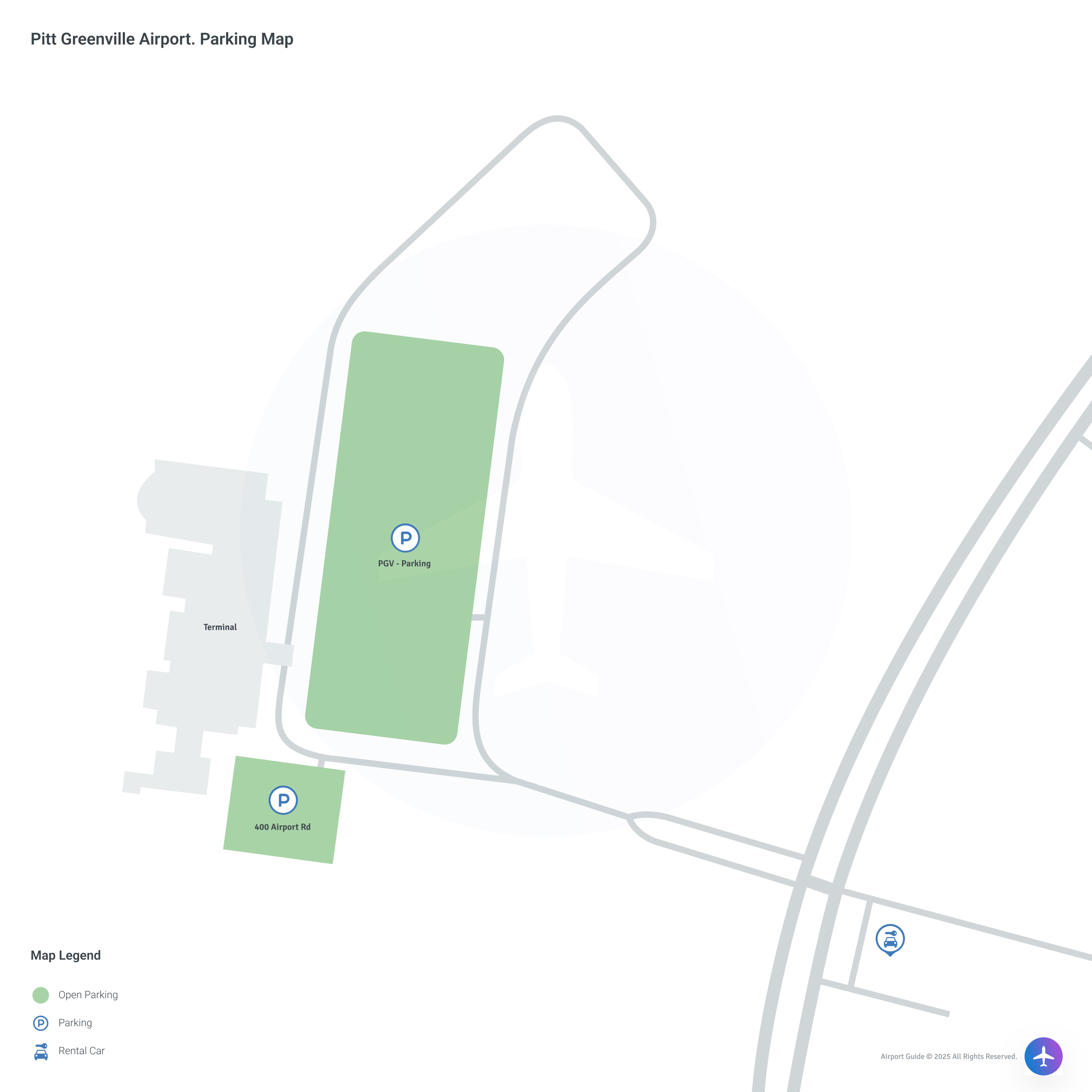 Pitt-Greenville Airport (PGV) Parking Map