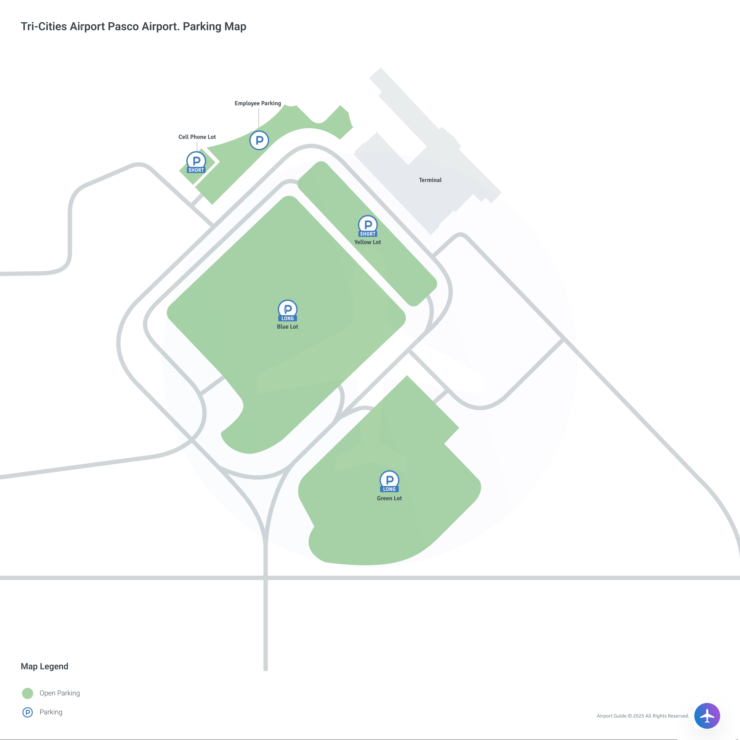 Tri-Cities Airport Washington (PSC) Parking Map
