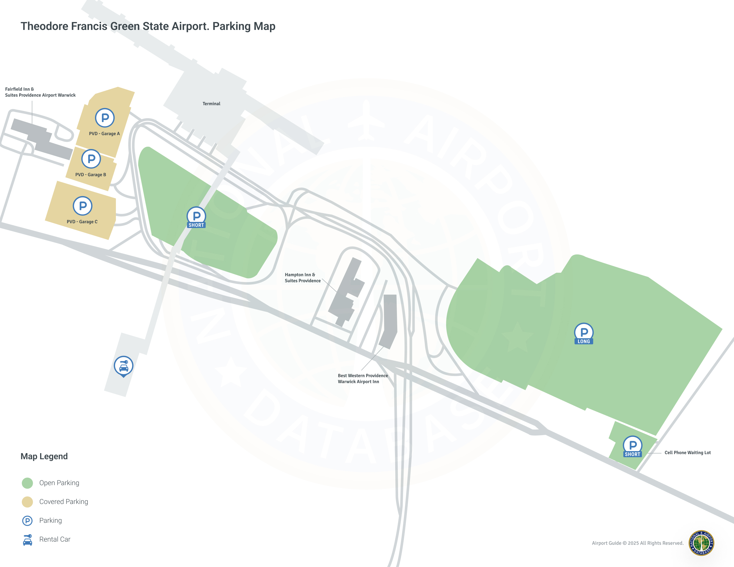 Rhode Island T F Green International Airport (PVD) Parking Map