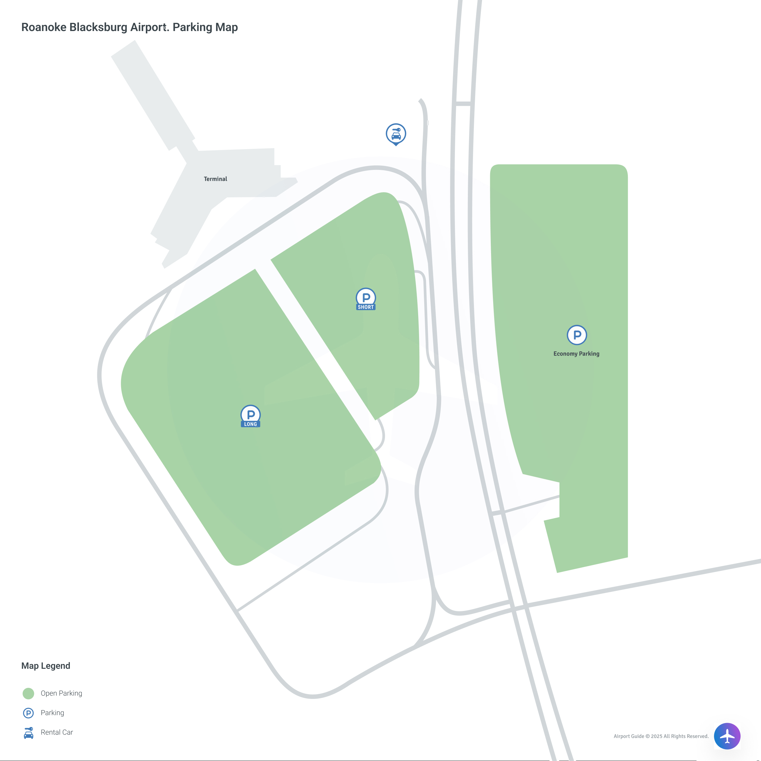 Roanoke-Blacksburg Regional Airport/Woodrum Field (ROA) Parking Map