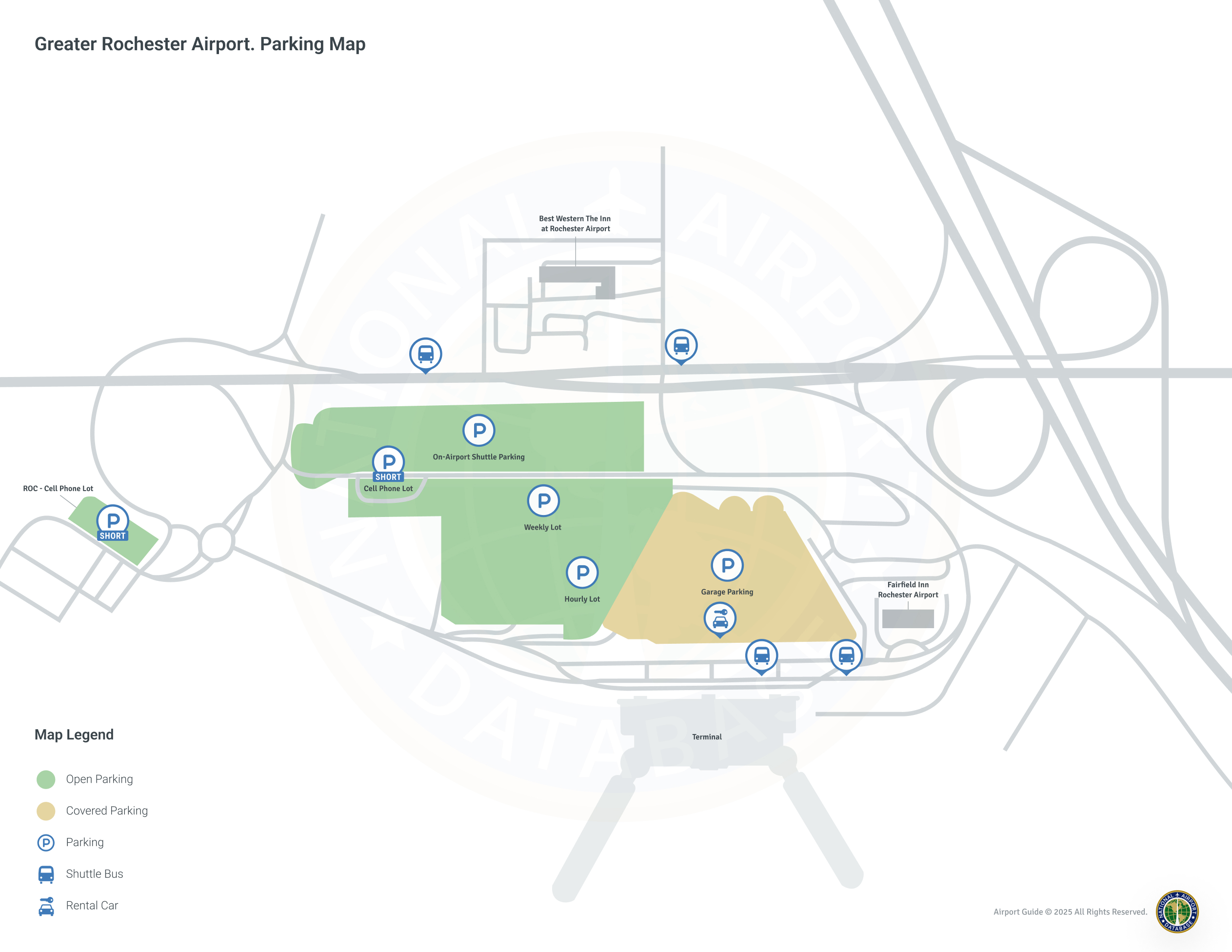 Greater Rochester International Airport (ROC) Parking Map