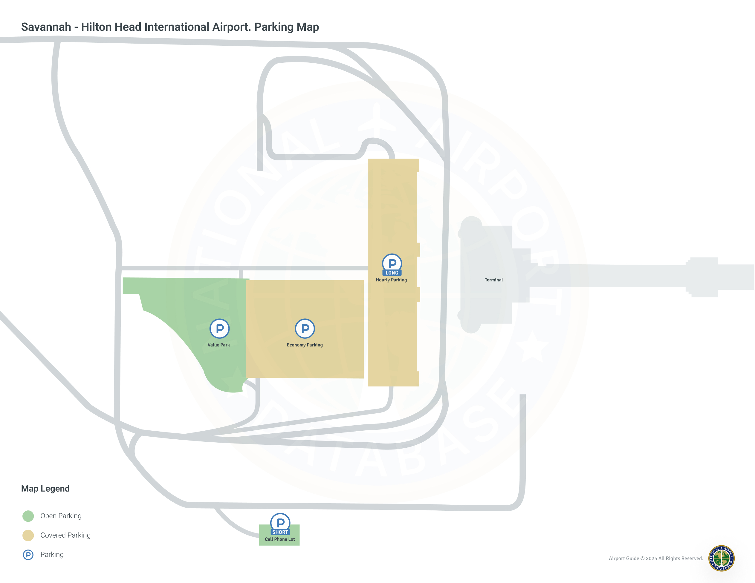 Savannah Hilton Head Airport (SAV) Parking Rates and Map