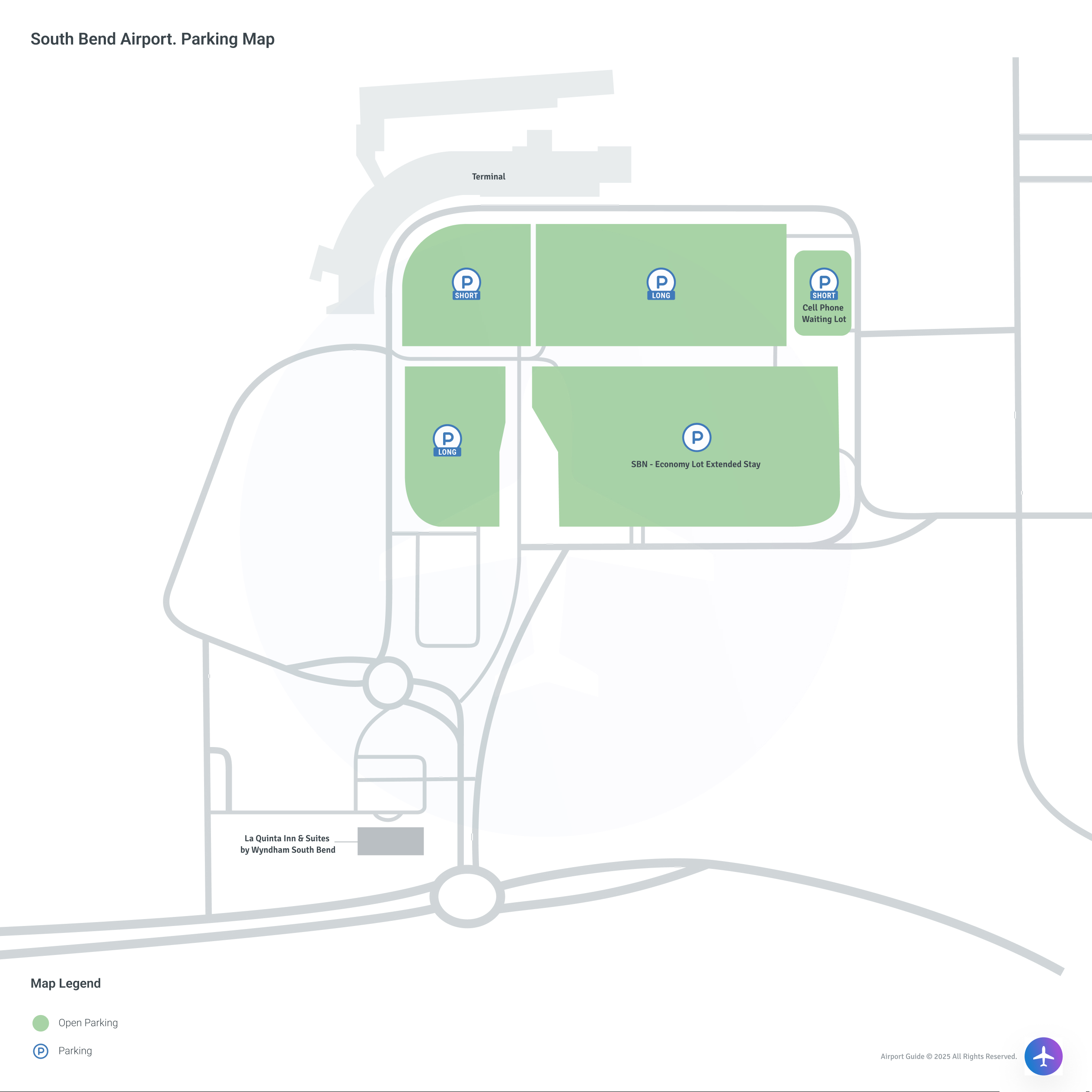 South Bend International Airport (SBN) Parking Map